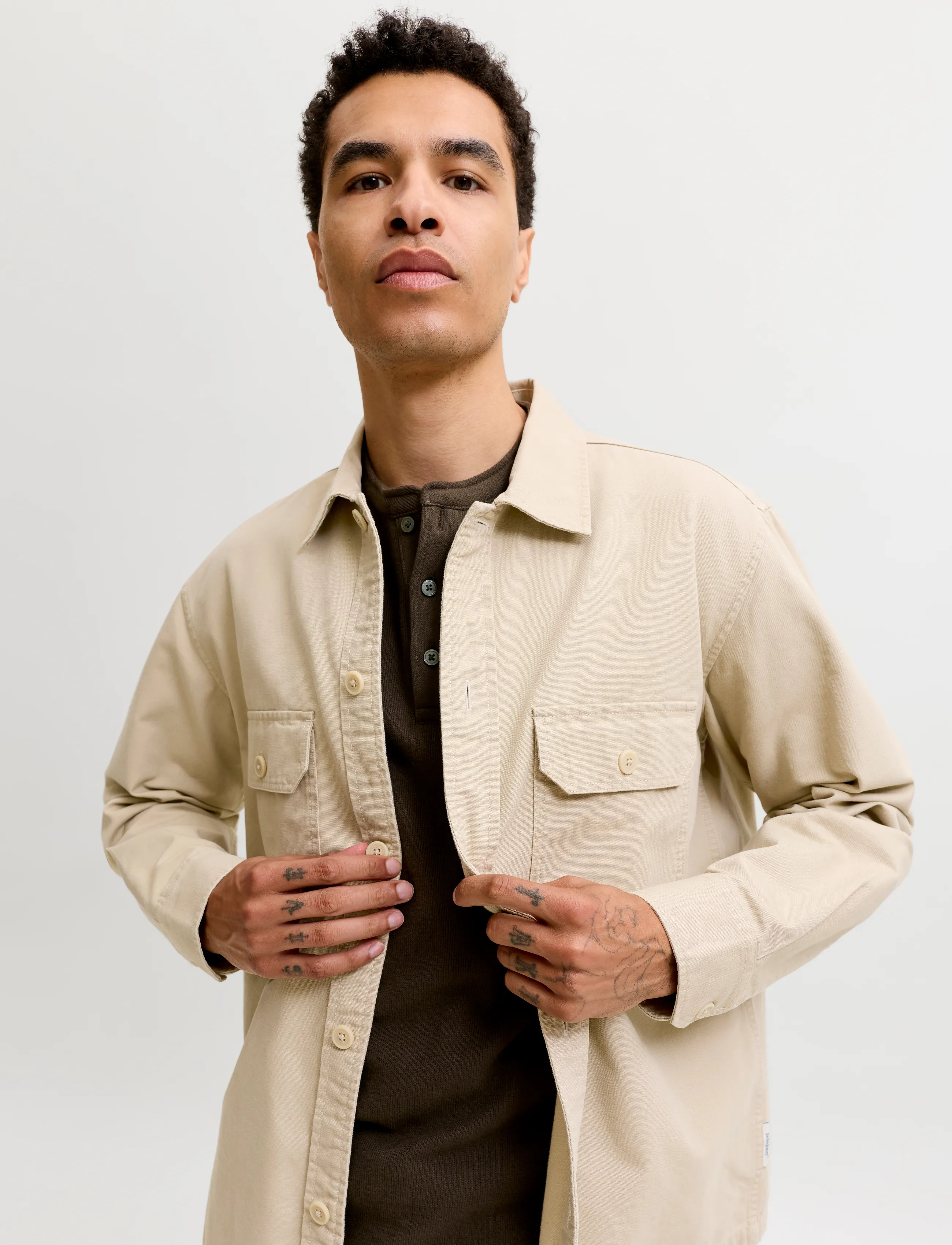 Jack & Jones - JJECOLTON CANVAS OVERSHIRT LS SN - casual skjortor - fields of rye - 5