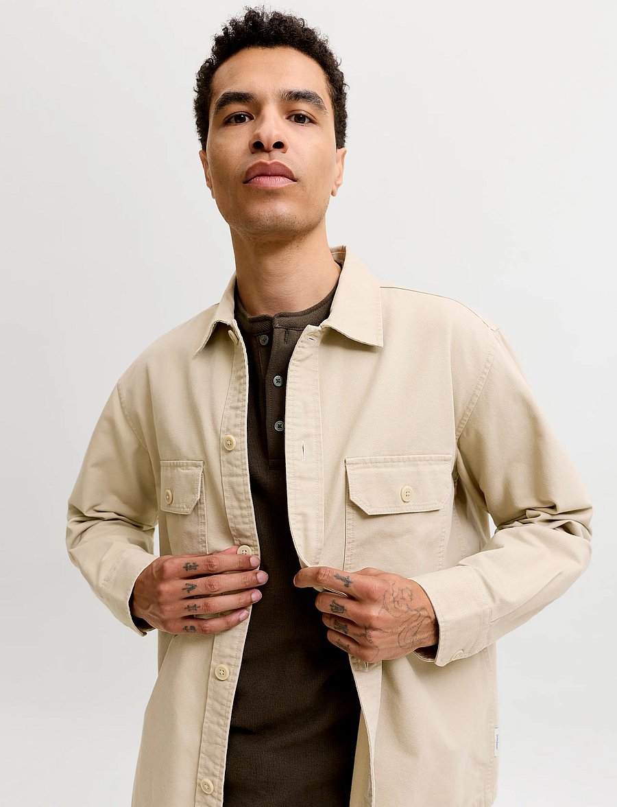 Jack & Jones - JJECOLTON CANVAS OVERSHIRT LS SN - casual skjortor - fields of rye - 5