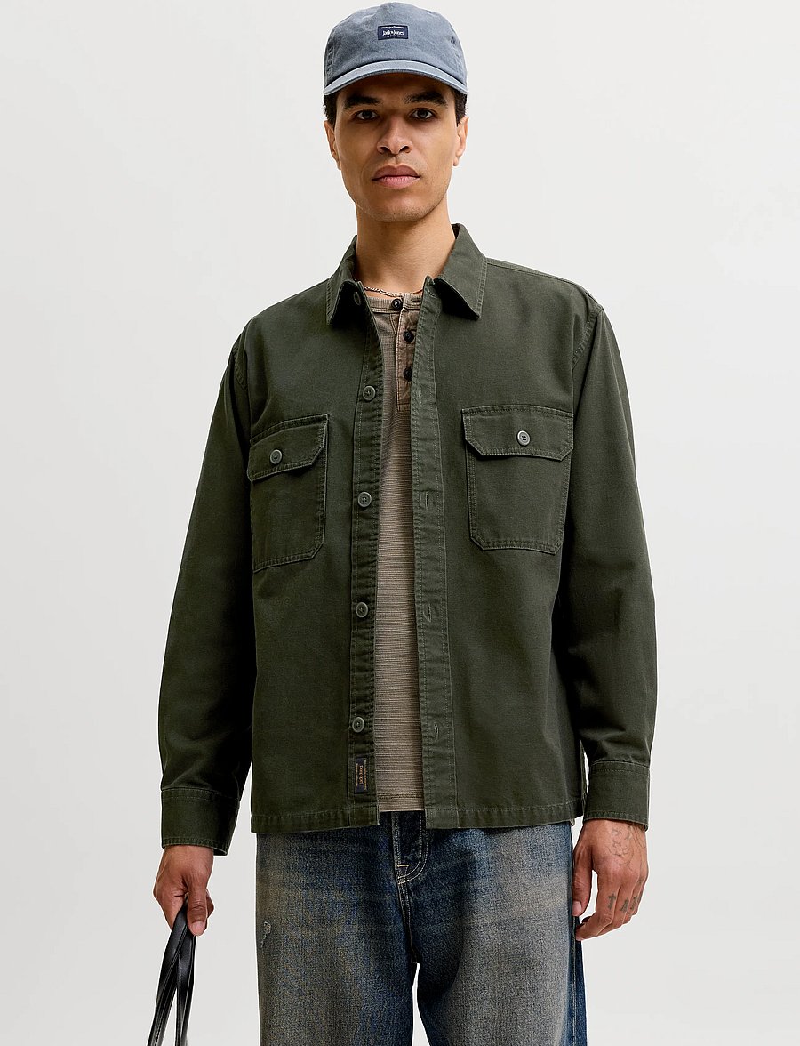 Jack & Jones - JJECOLTON CANVAS OVERSHIRT LS SN - rosin - 0