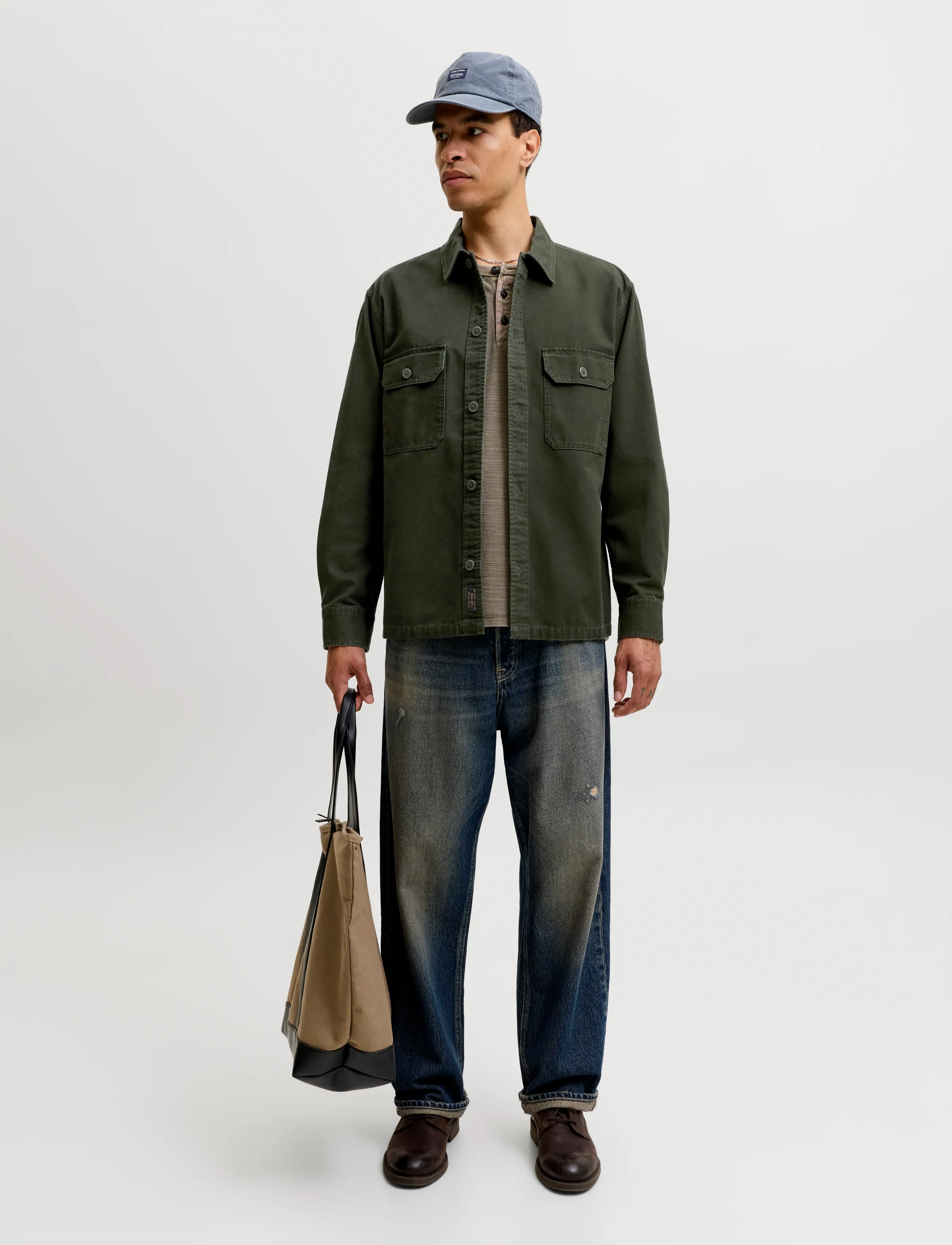 Jack & Jones - JJECOLTON CANVAS OVERSHIRT LS SN - rosin - 3