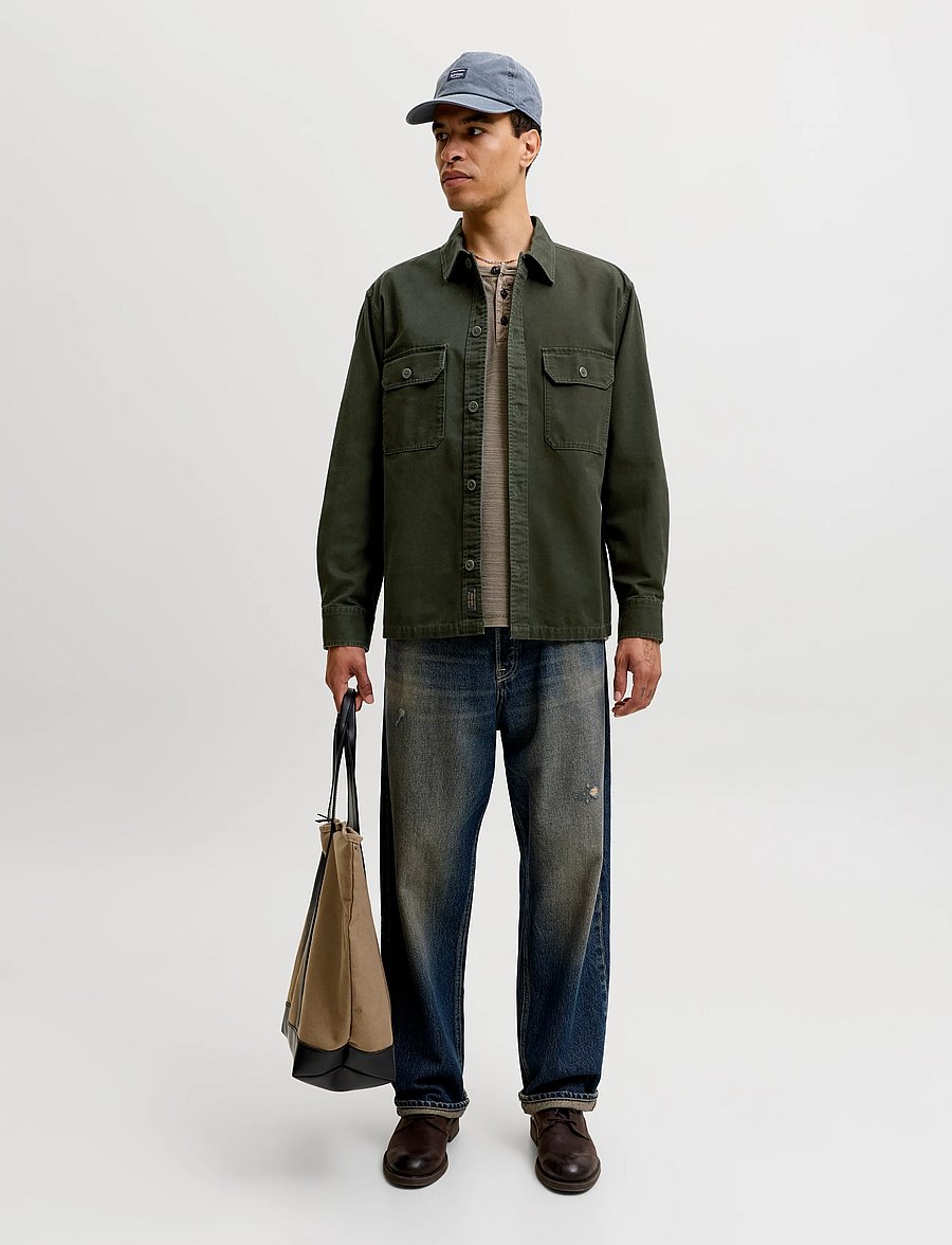 Jack & Jones - JJECOLTON CANVAS OVERSHIRT LS SN - rosin - 3
