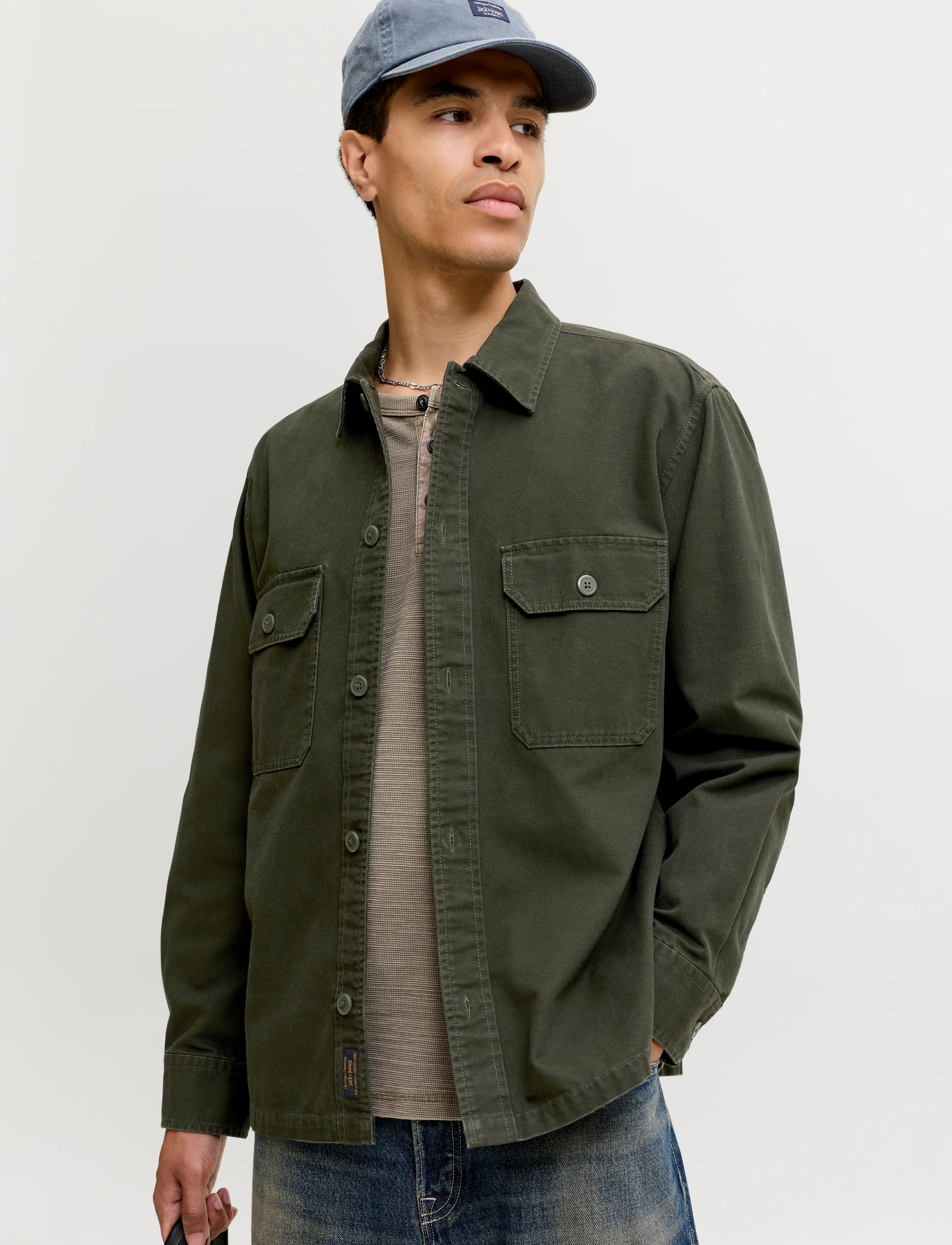 Jack & Jones - JJECOLTON CANVAS OVERSHIRT LS SN - rosin - 4