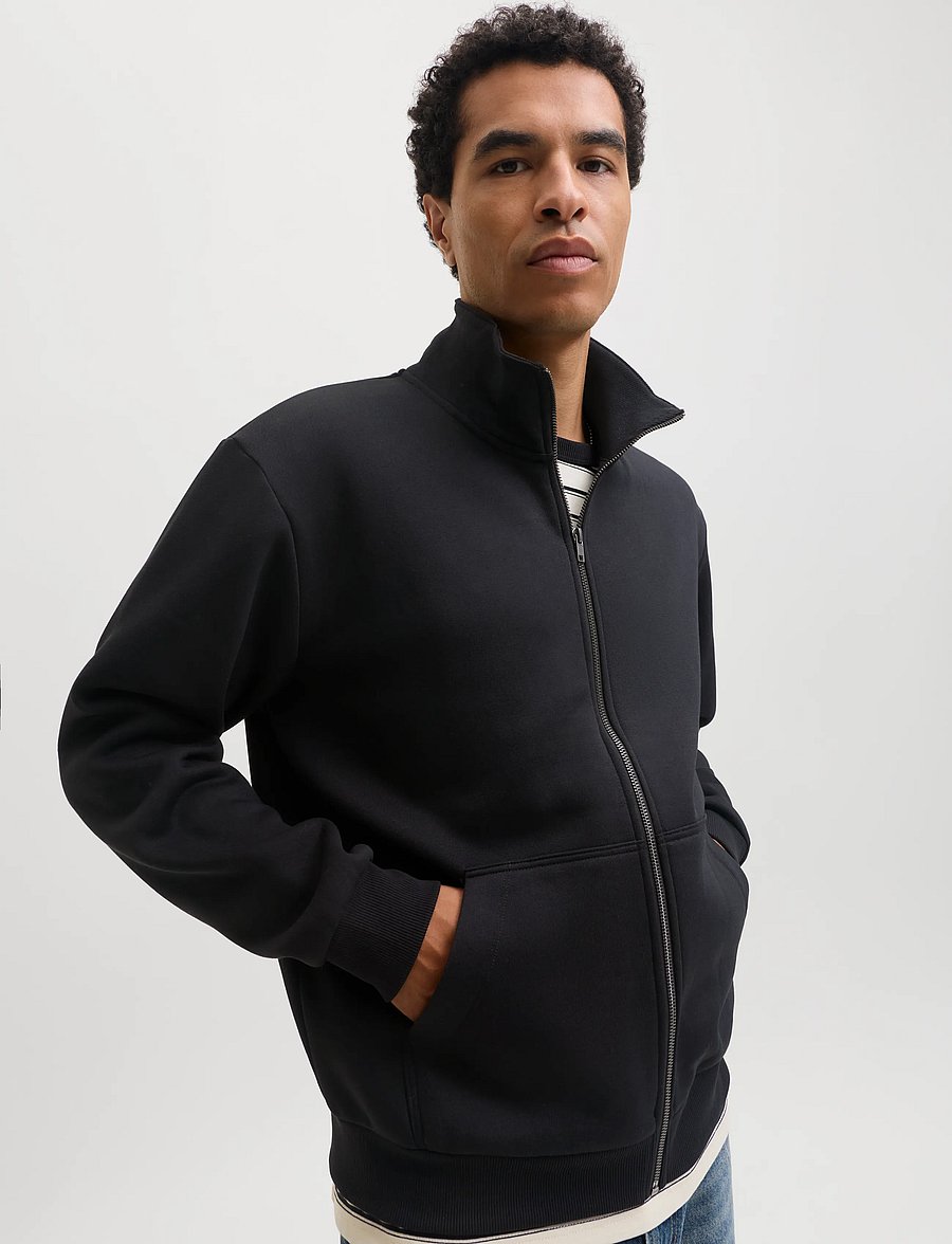 Jack & Jones - JJEBRADLEY SWEAT ZIP HN NOOS - teddy-pusad - black - 5