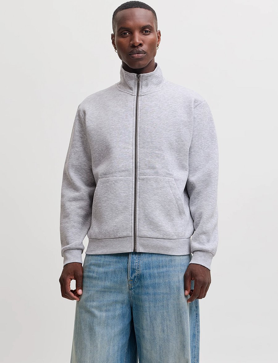 Jack & Jones - JJEBRADLEY SWEAT ZIP HN NOOS - teddy-pusad - light grey melange - 0