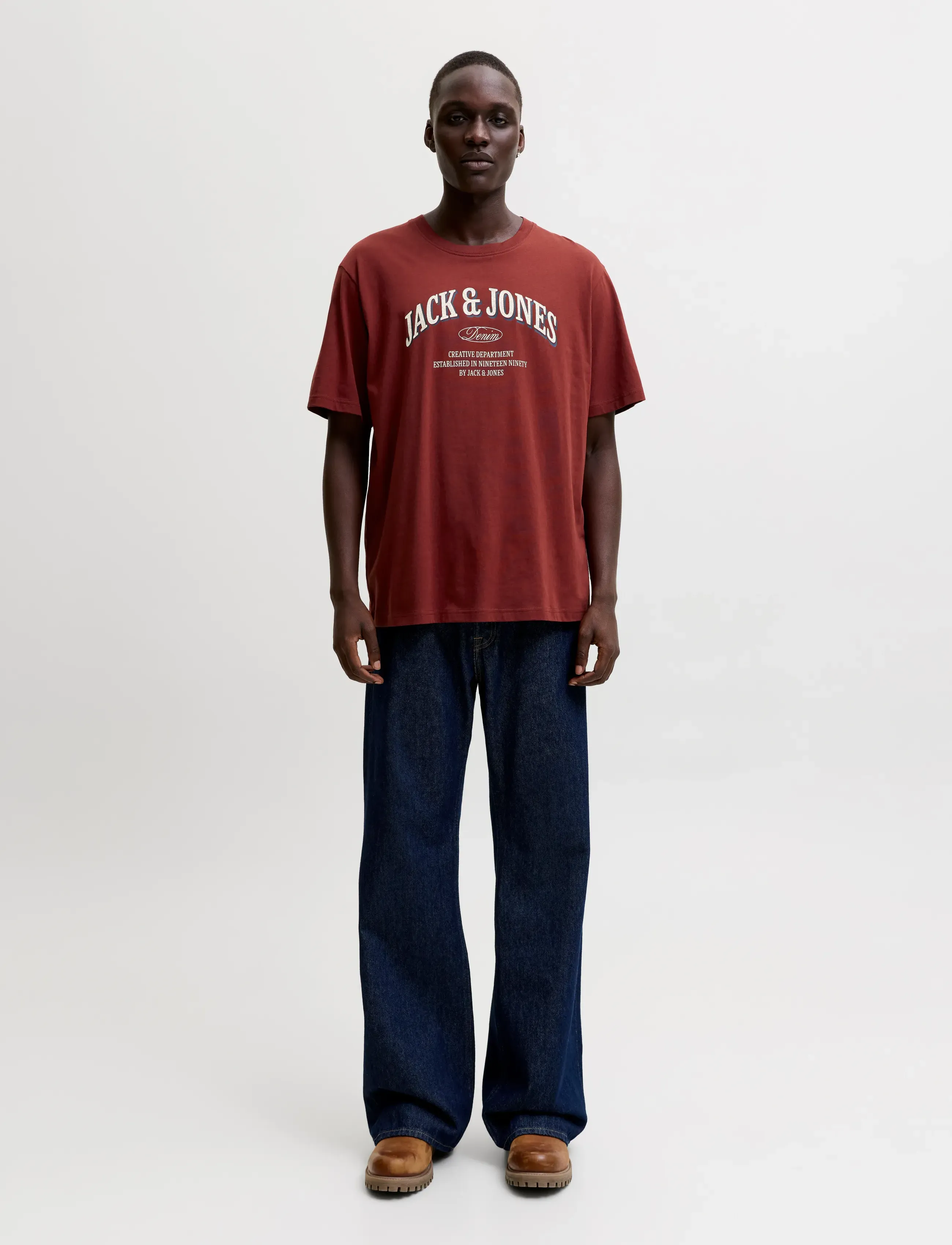 Jack & Jones - JJEDENVER LOGO TEE SS O-NECK SN - short-sleeved t-shirts - fired brick - 3