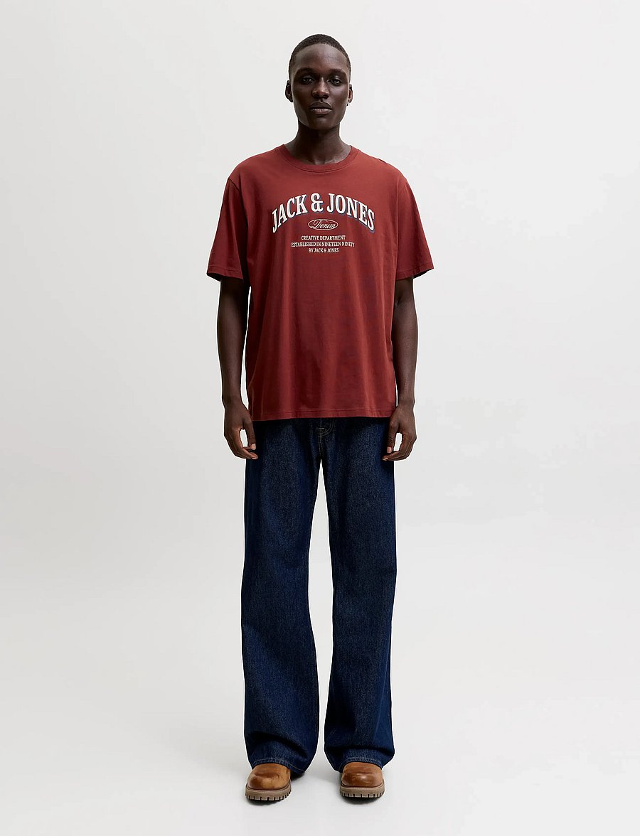 Jack & Jones - JJEDENVER LOGO TEE SS O-NECK SN - kurzärmelige t-shirts - fired brick - 3
