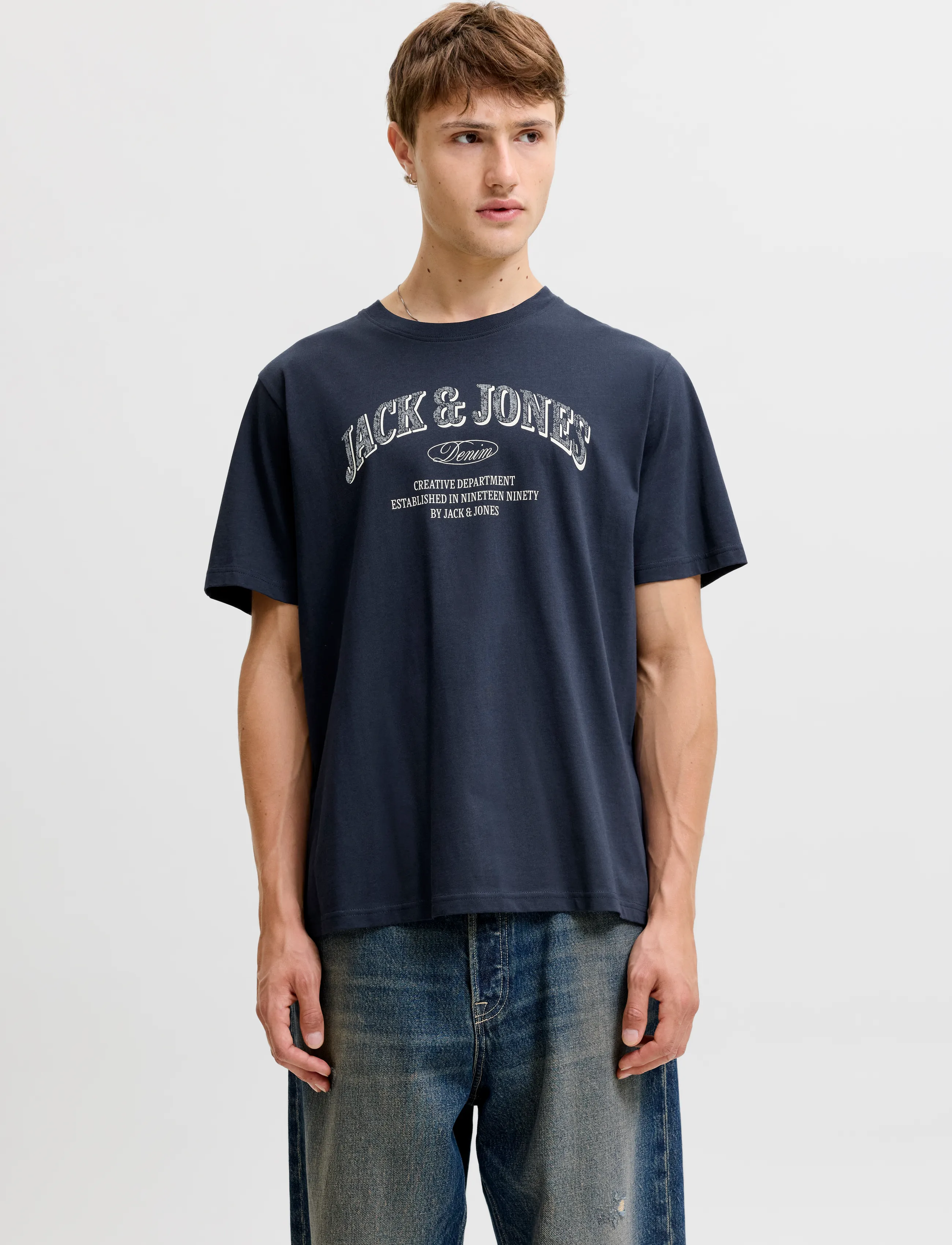 Jack & Jones JJEDENVER LOGO TEE SS O-NECK SN - Short-sleeved t-shirts - NAVY BLAZER / navy