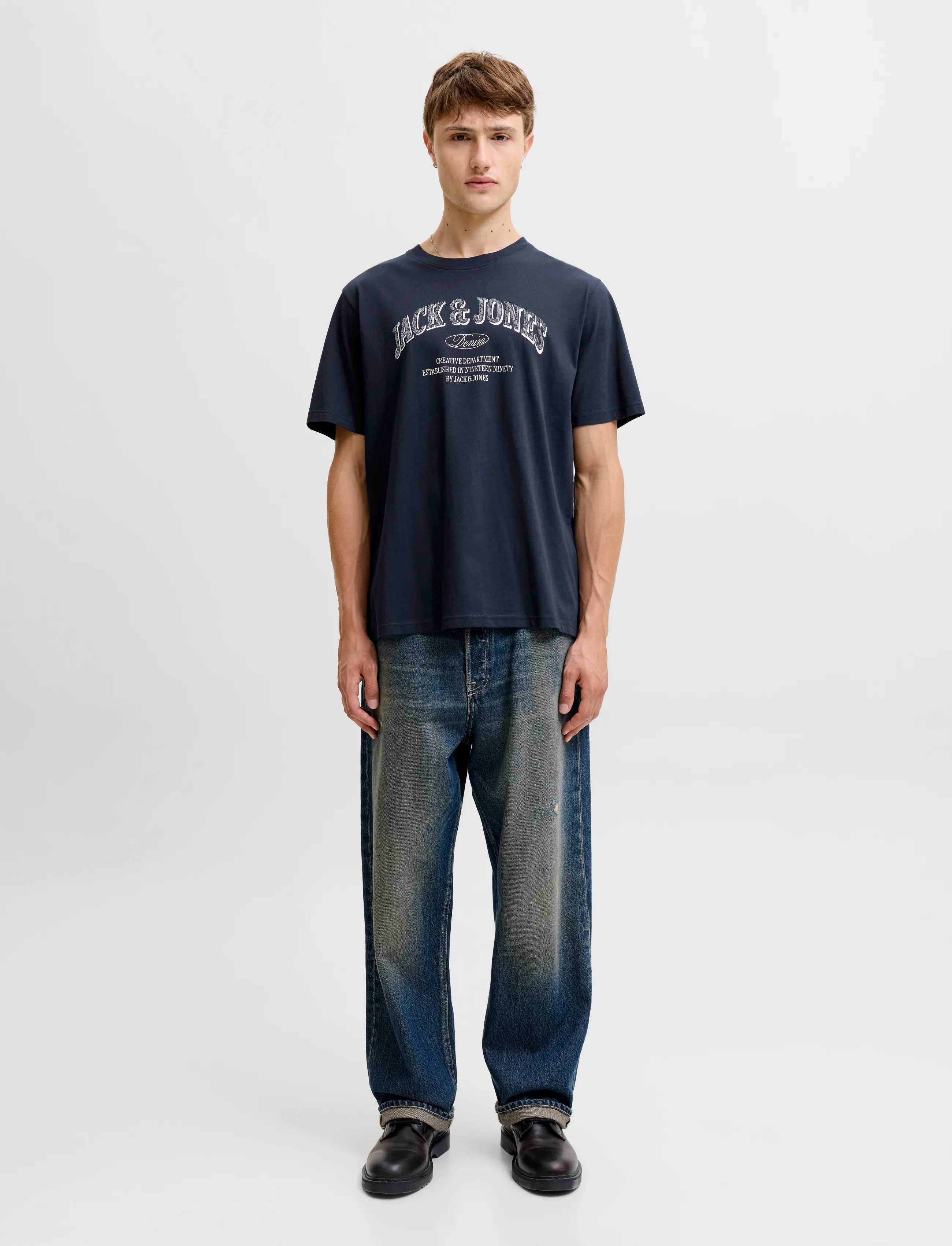 Jack & Jones - JJEDENVER LOGO TEE SS O-NECK SN - short-sleeved t-shirts - navy blazer - 3