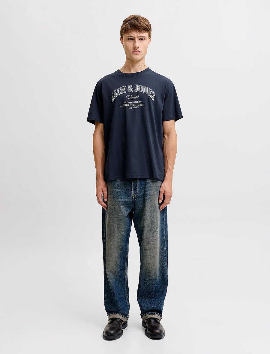 Jack & Jones - JJEDENVER LOGO TEE SS O-NECK SN - kortærmede t-shirts - navy blazer - 3