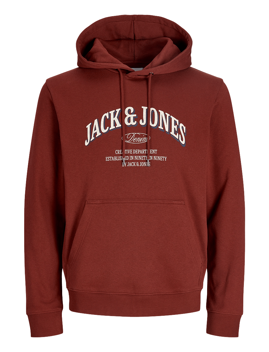 Jack & Jones - JJEDENVER LOGO SWEAT HOOD SN - hættetrøjer - fired brick - 1