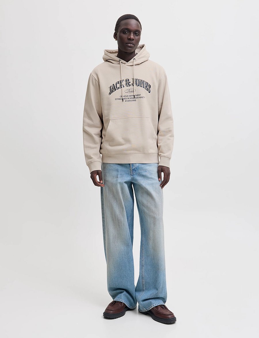 Jack & Jones - JJEDENVER LOGO SWEAT HOOD SN - hættetrøjer - moonbeam - 4