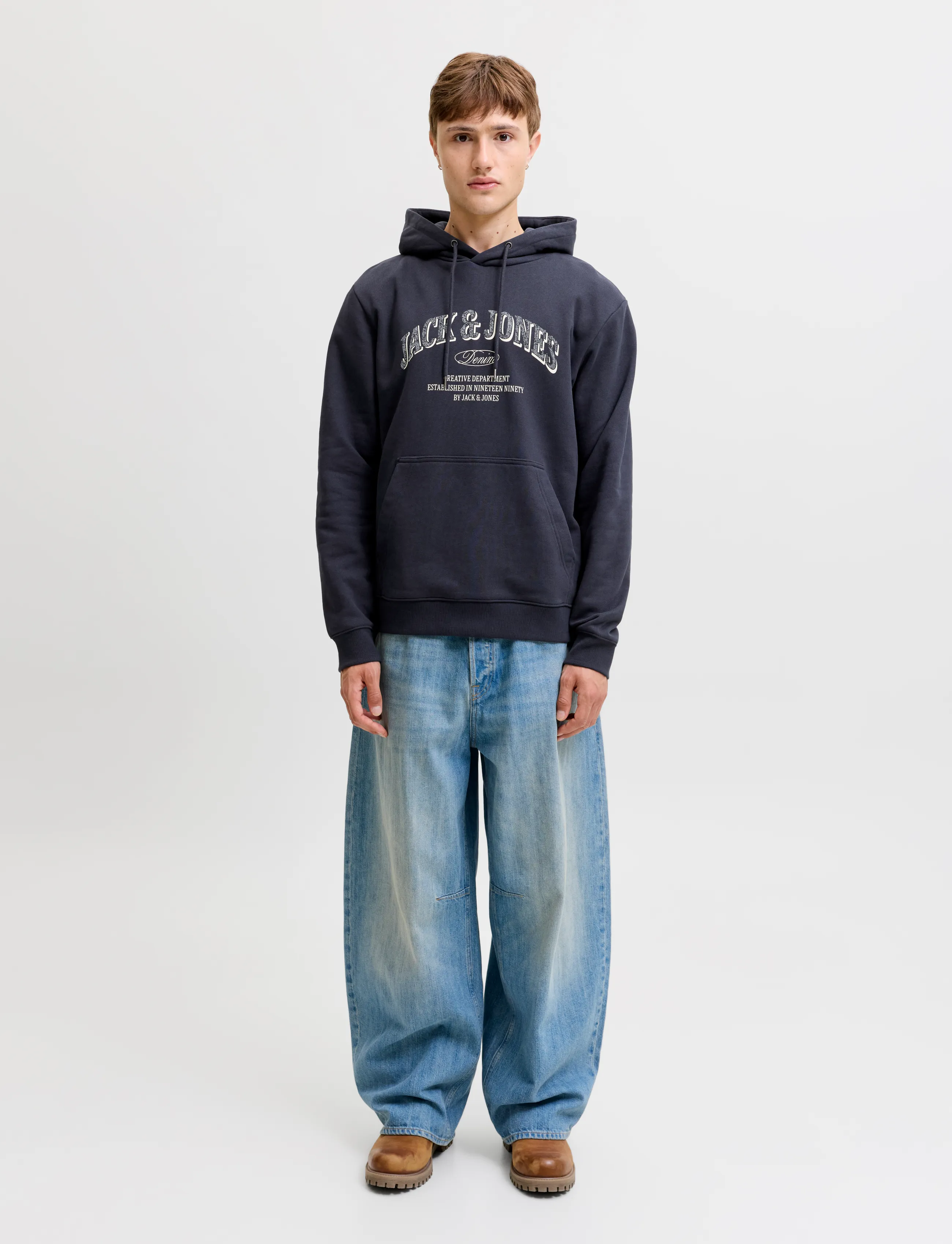 Jack & Jones - JJEDENVER LOGO SWEAT HOOD SN - hættetrøjer - navy blazer - 3