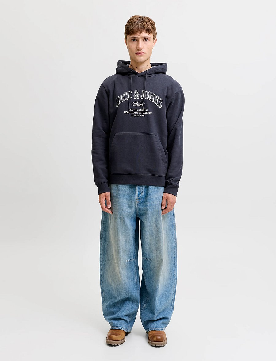 Jack & Jones - JJEDENVER LOGO SWEAT HOOD SN - hættetrøjer - navy blazer - 3