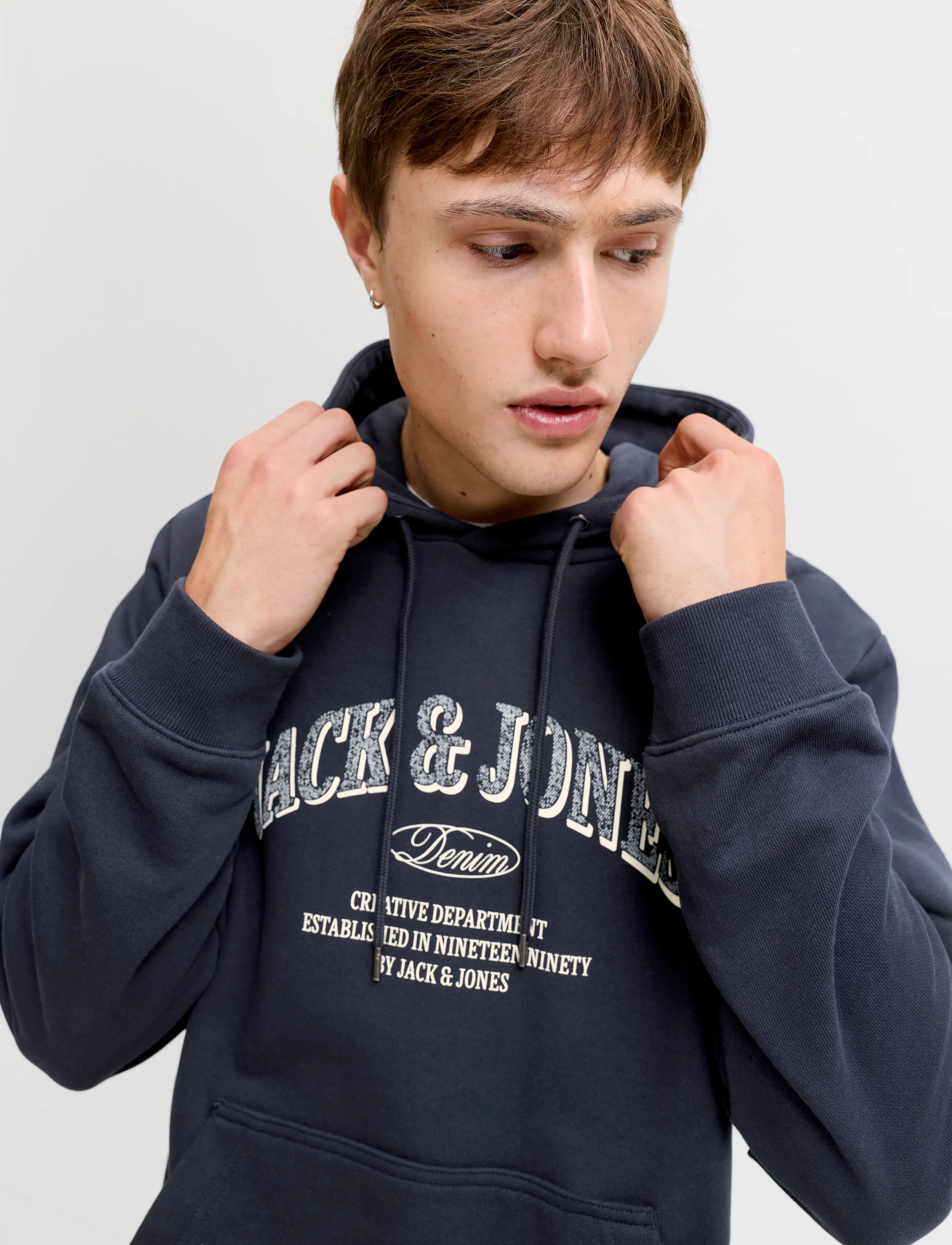Jack & Jones - JJEDENVER LOGO SWEAT HOOD SN - hættetrøjer - navy blazer - 5
