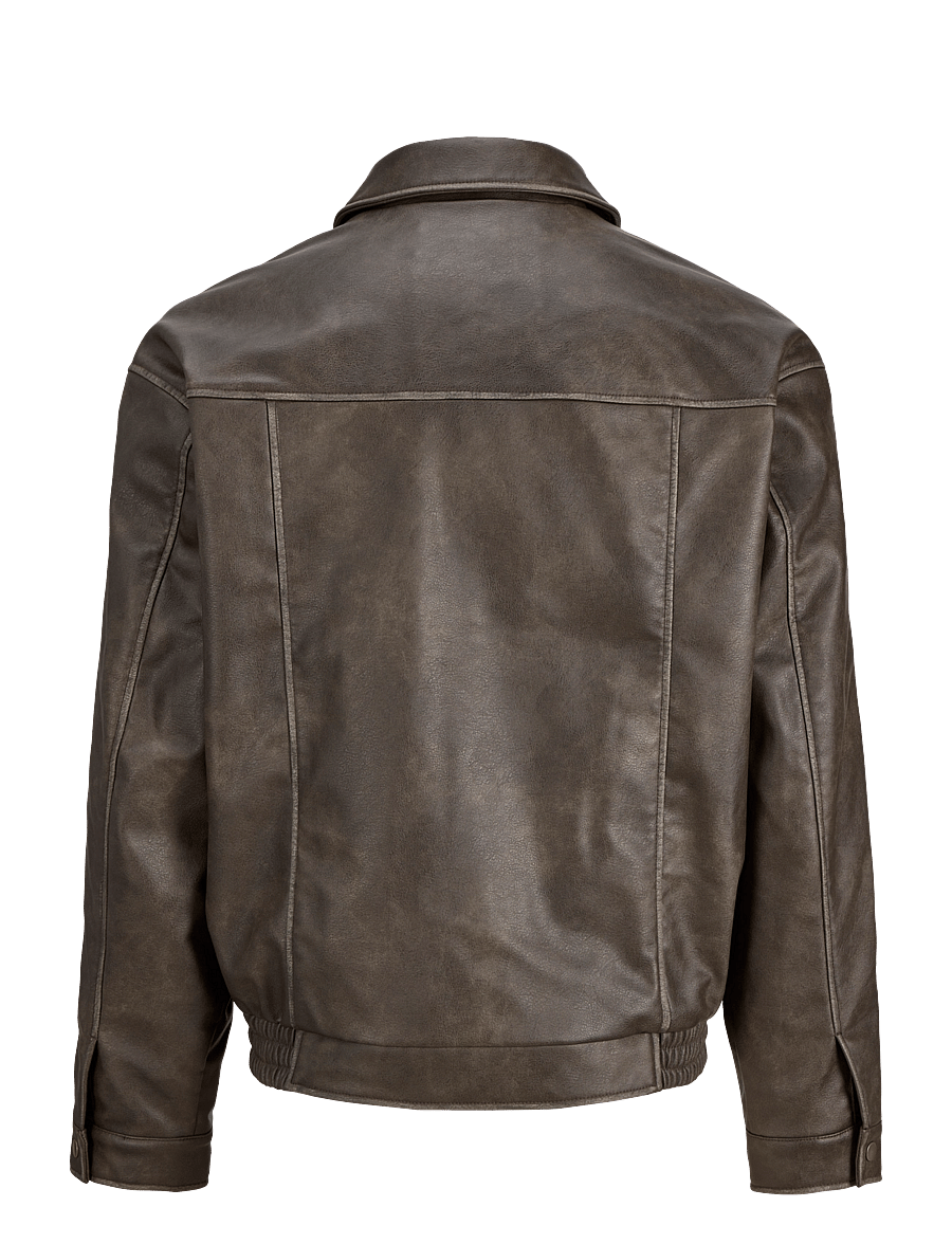 Jack & Jones - JJMARLON PU JACKET - forårsjakker - cocoa - 2