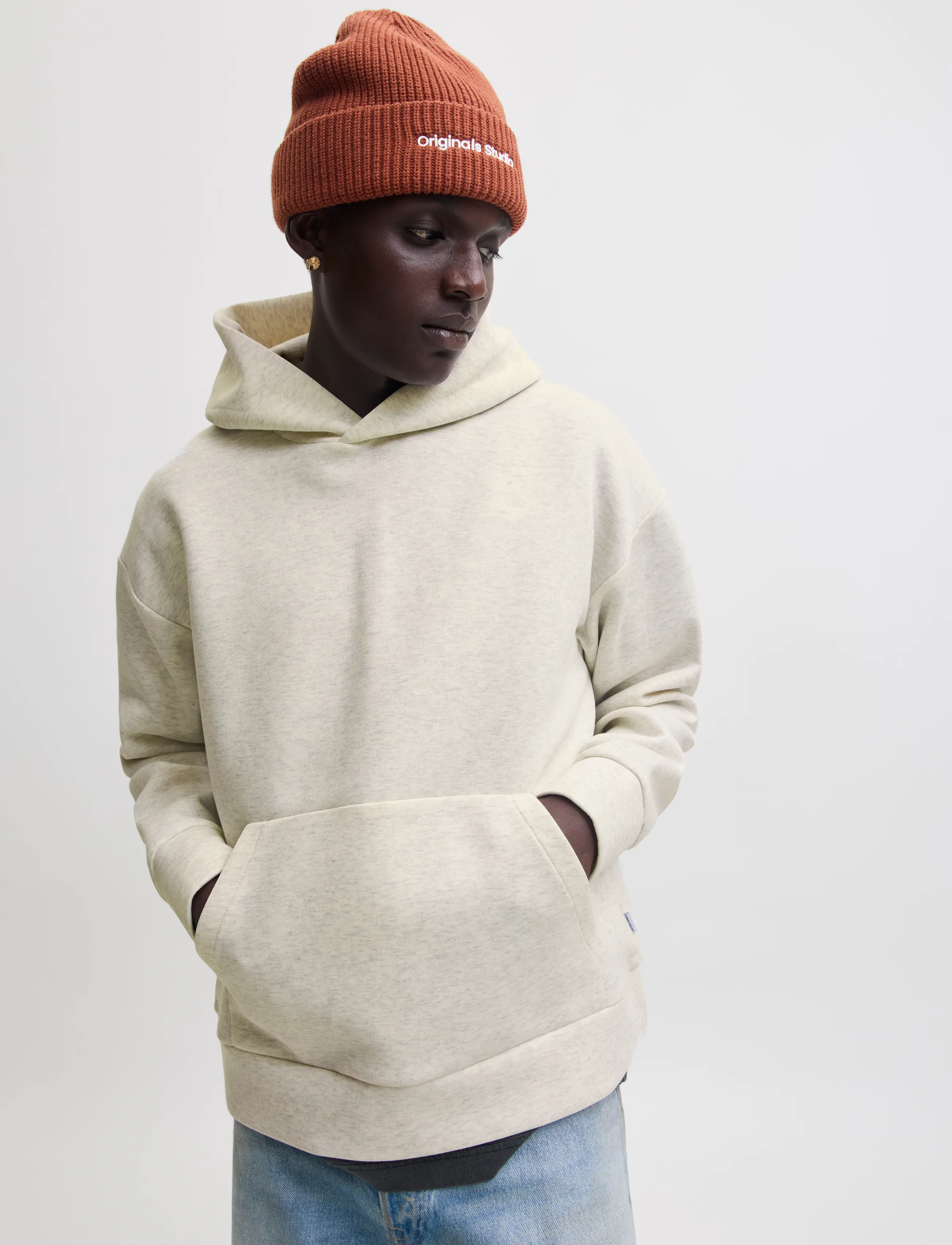 Jack & Jones - JJEBARRON SWEAT HOOD NOOS - hættetrøjer - white melange - 5
