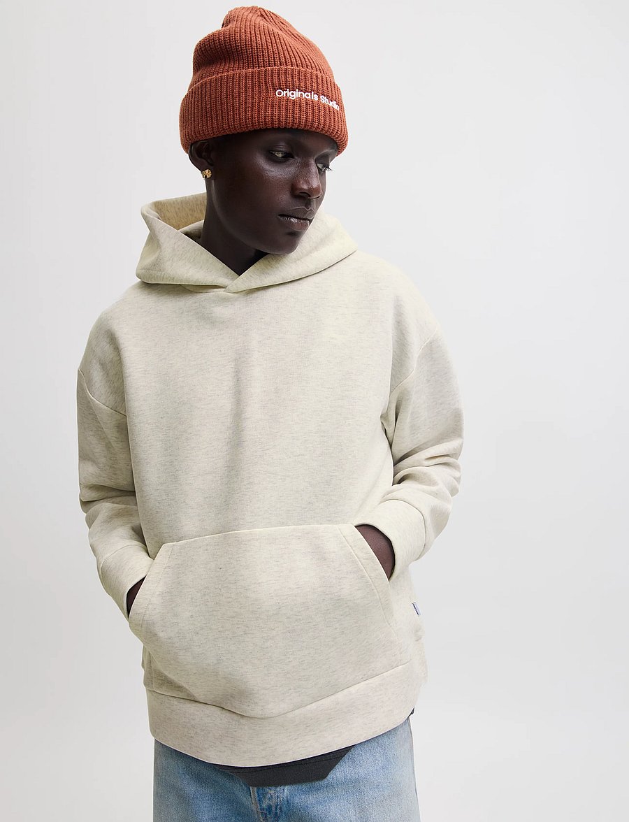 Jack & Jones - JJEBARRON SWEAT HOOD NOOS - hættetrøjer - white melange - 5