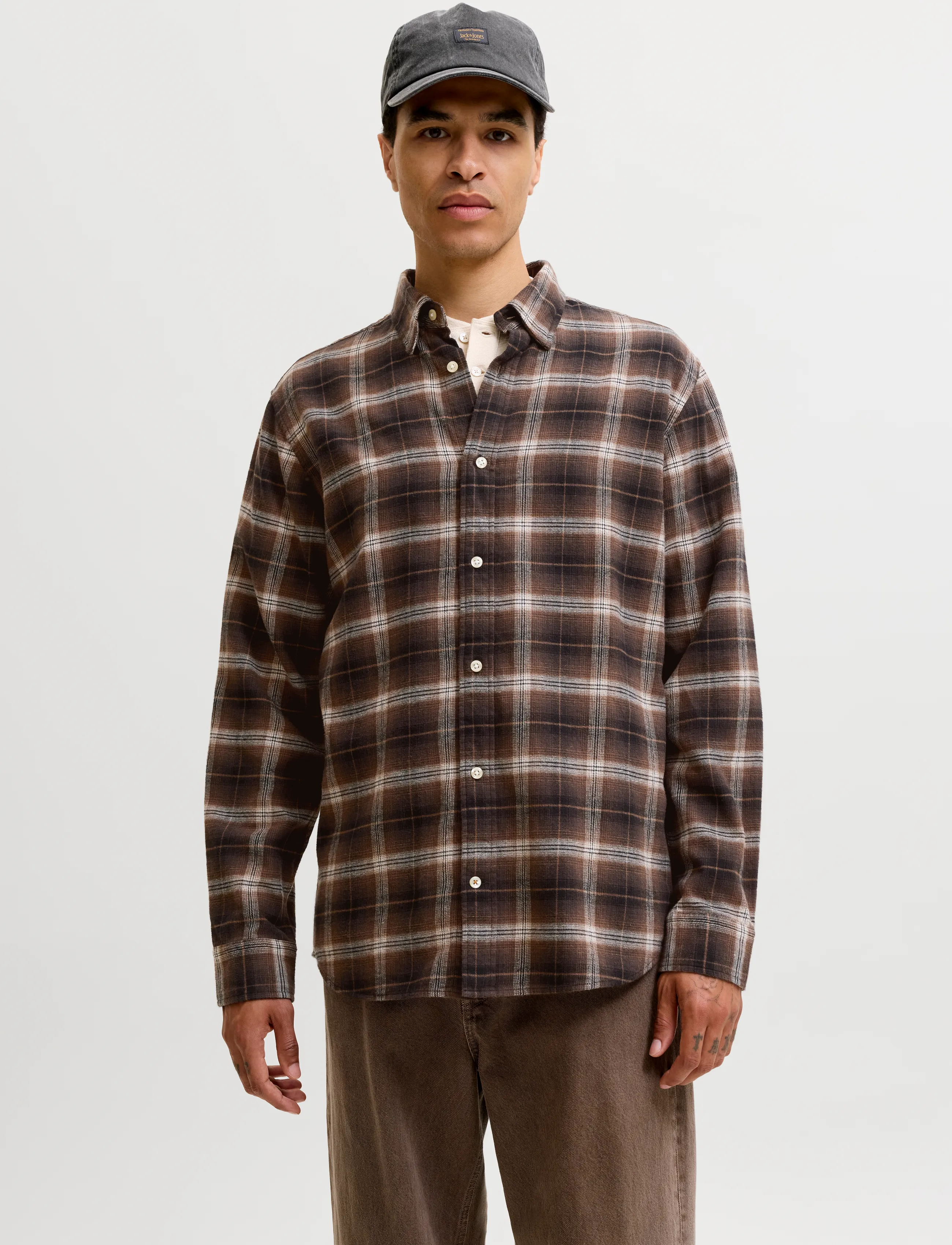 Jack & Jones JJEFIELD CHECK SHIRT LS SN - Flanellskjortor - BLACK / black
