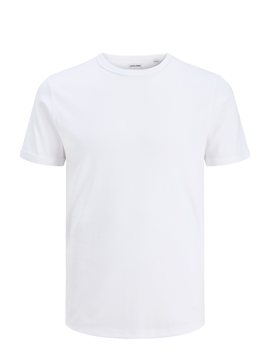 Jack & Jones - JJEORGANIC RIB TEE SS CREW NECK - kurzärmelige t-shirts - bright white - 0