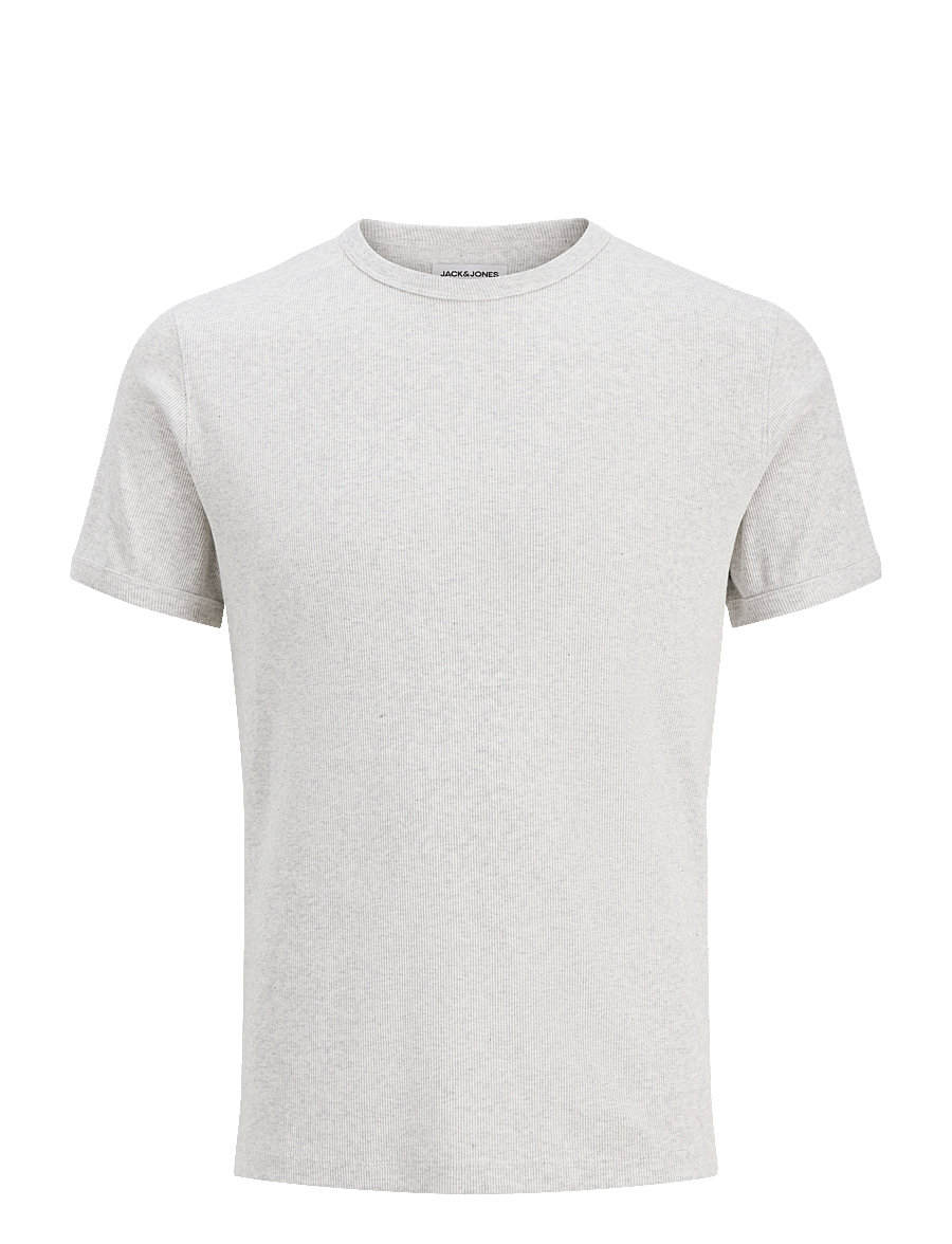Jack & Jones - JJEORGANIC RIB TEE SS CREW NECK - kurzärmelige t-shirts - white melange - 0