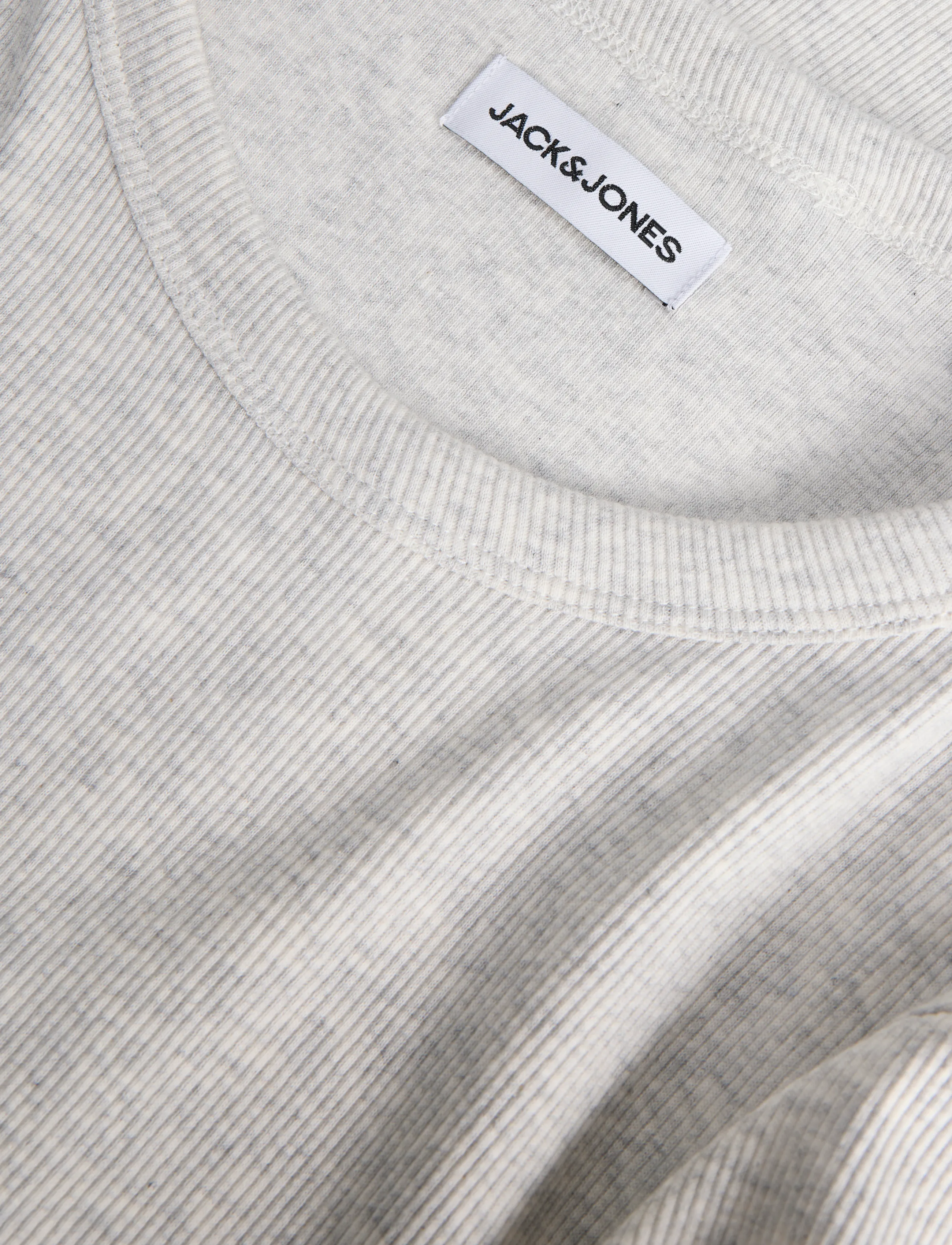 Jack & Jones - JJEORGANIC RIB TEE SS CREW NECK - kurzärmelige t-shirts - white melange - 3