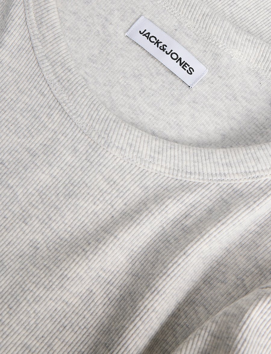 Jack & Jones - JJEORGANIC RIB TEE SS CREW NECK - kurzärmelige t-shirts - white melange - 3