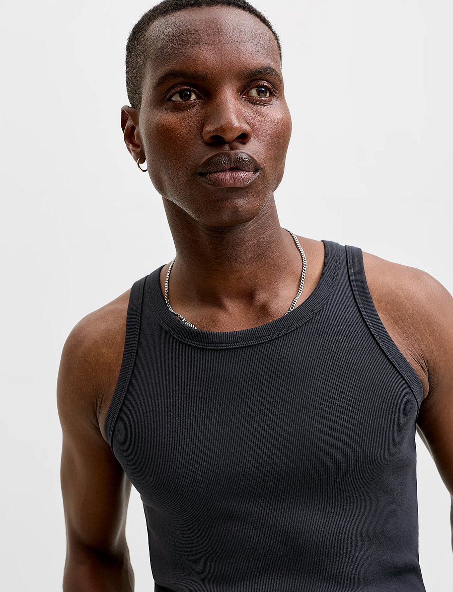 Jack & Jones - JJEORGANIC RIB TANK TOP SN - strickwesten - black - 5