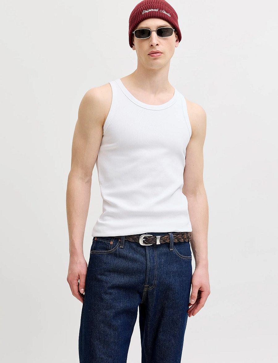 Jack & Jones - JJEORGANIC RIB TANK TOP SN - strickwesten - bright white - 0
