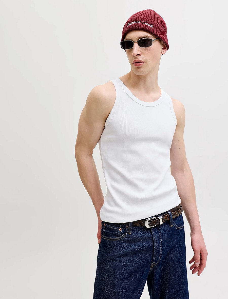 Jack & Jones - JJEORGANIC RIB TANK TOP SN - strickwesten - bright white - 5