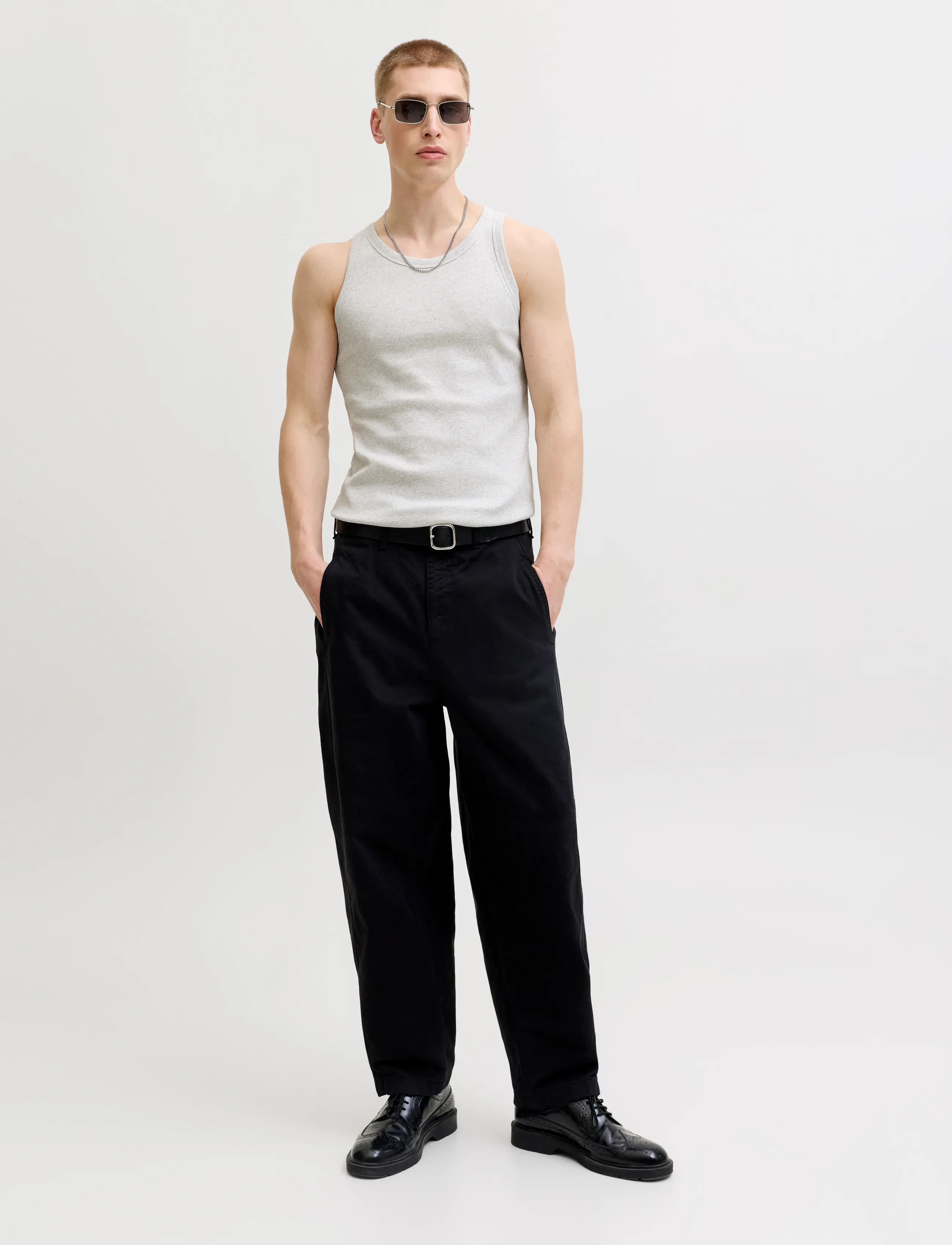 Jack & Jones - JJEORGANIC RIB TANK TOP SN - knitted vests - white melange - 4
