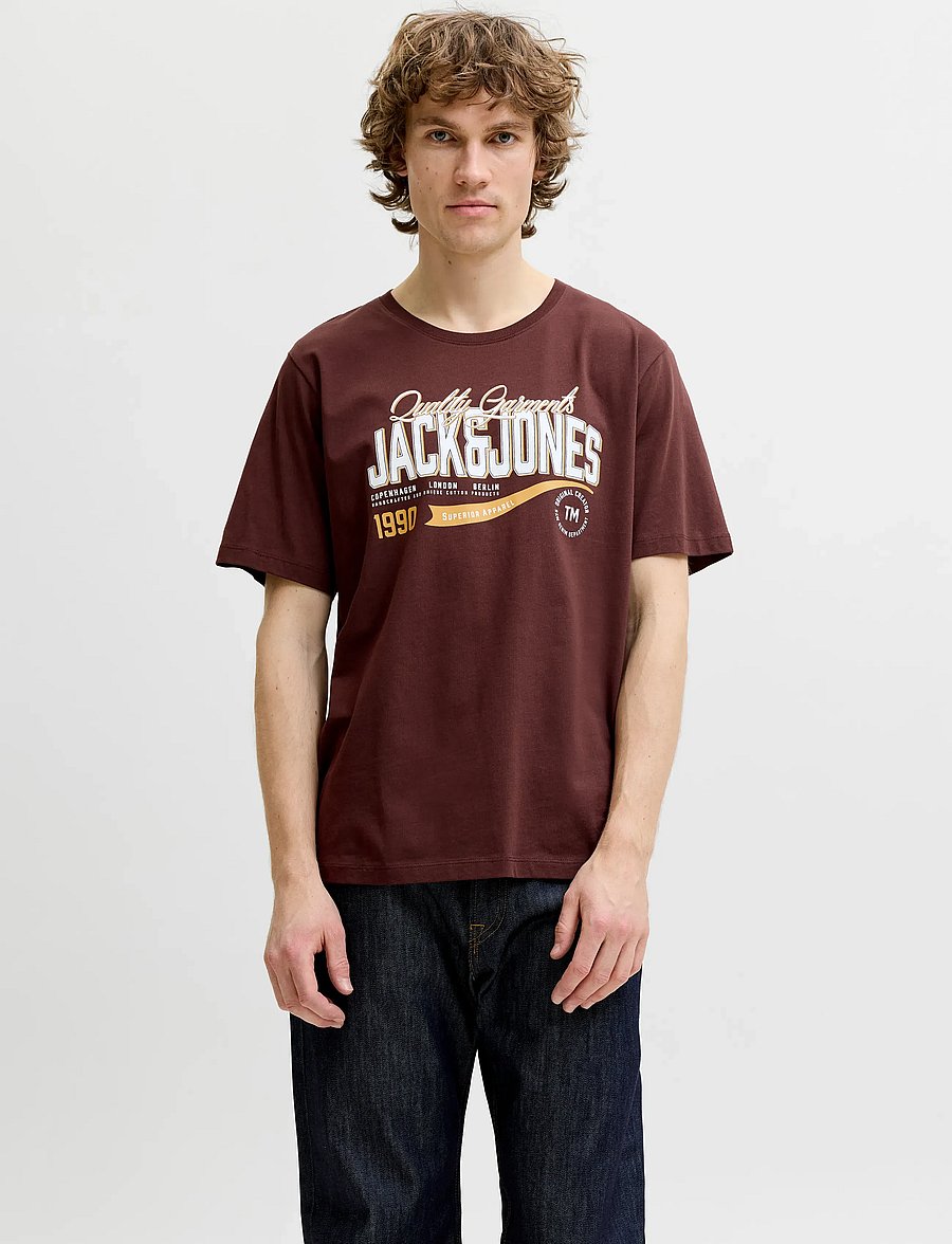 Jack & Jones - JJELOGO TEE SS O-NECK 2 COL AW26 SN - lühikeste varrukatega t-särgid - bitter chocolate - 0