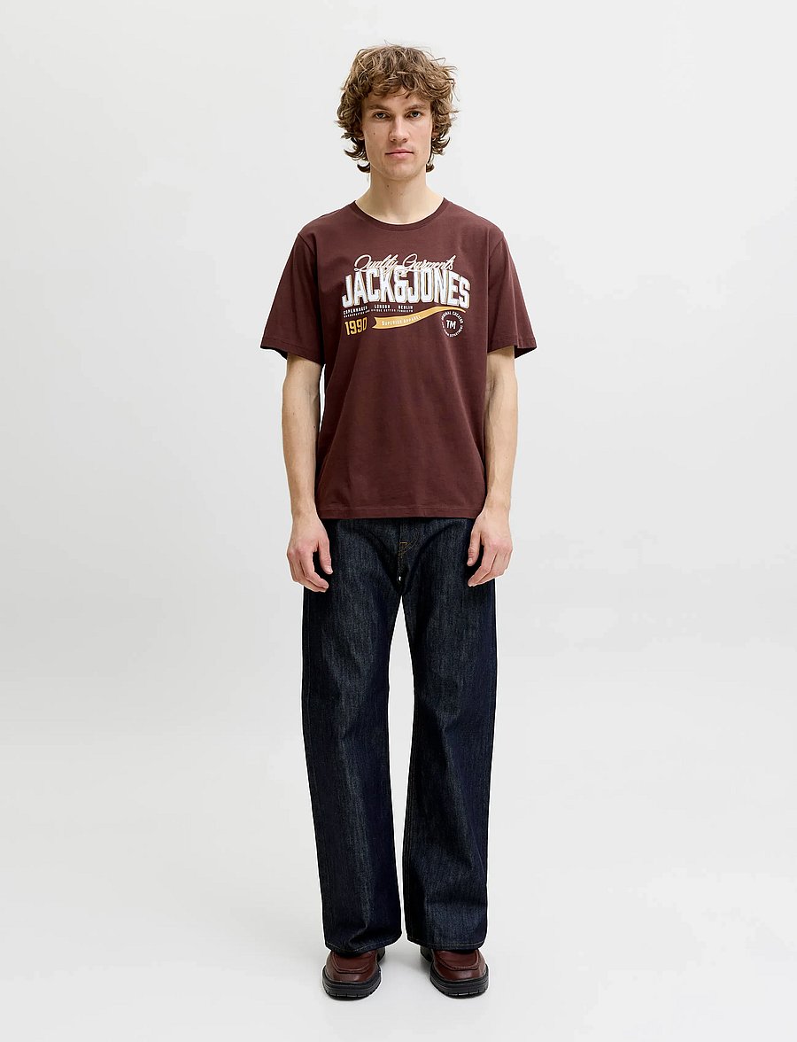 Jack & Jones - JJELOGO TEE SS O-NECK 2 COL AW26 SN - lühikeste varrukatega t-särgid - bitter chocolate - 3
