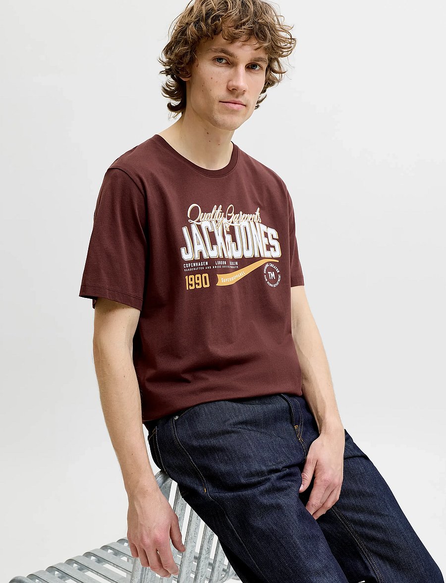 Jack & Jones - JJELOGO TEE SS O-NECK 2 COL AW26 SN - lühikeste varrukatega t-särgid - bitter chocolate - 5