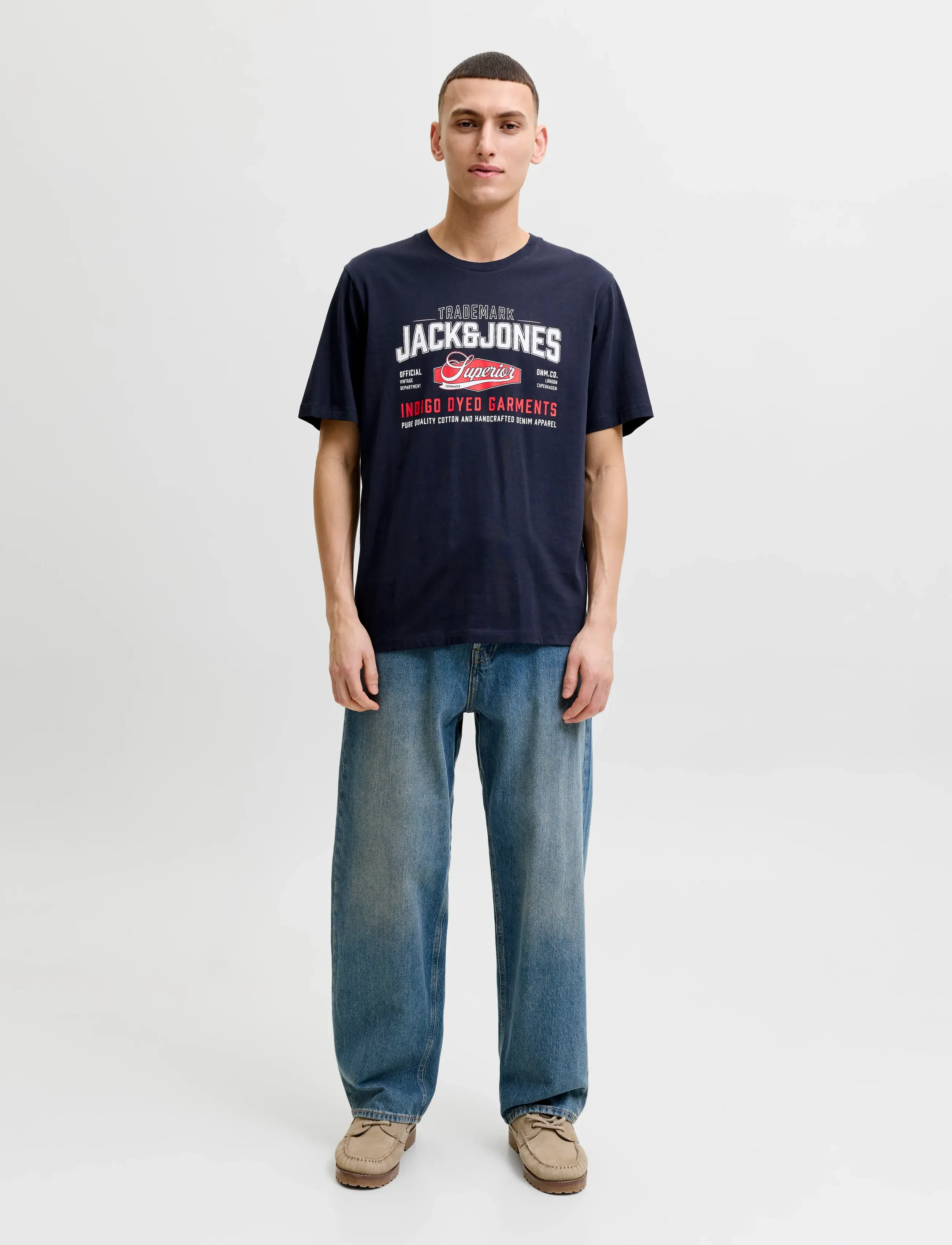 Jack & Jones - JJELOGO TEE SS O-NECK 2 COL AW26 SN - kortærmede t-shirts - navy blazer - 4