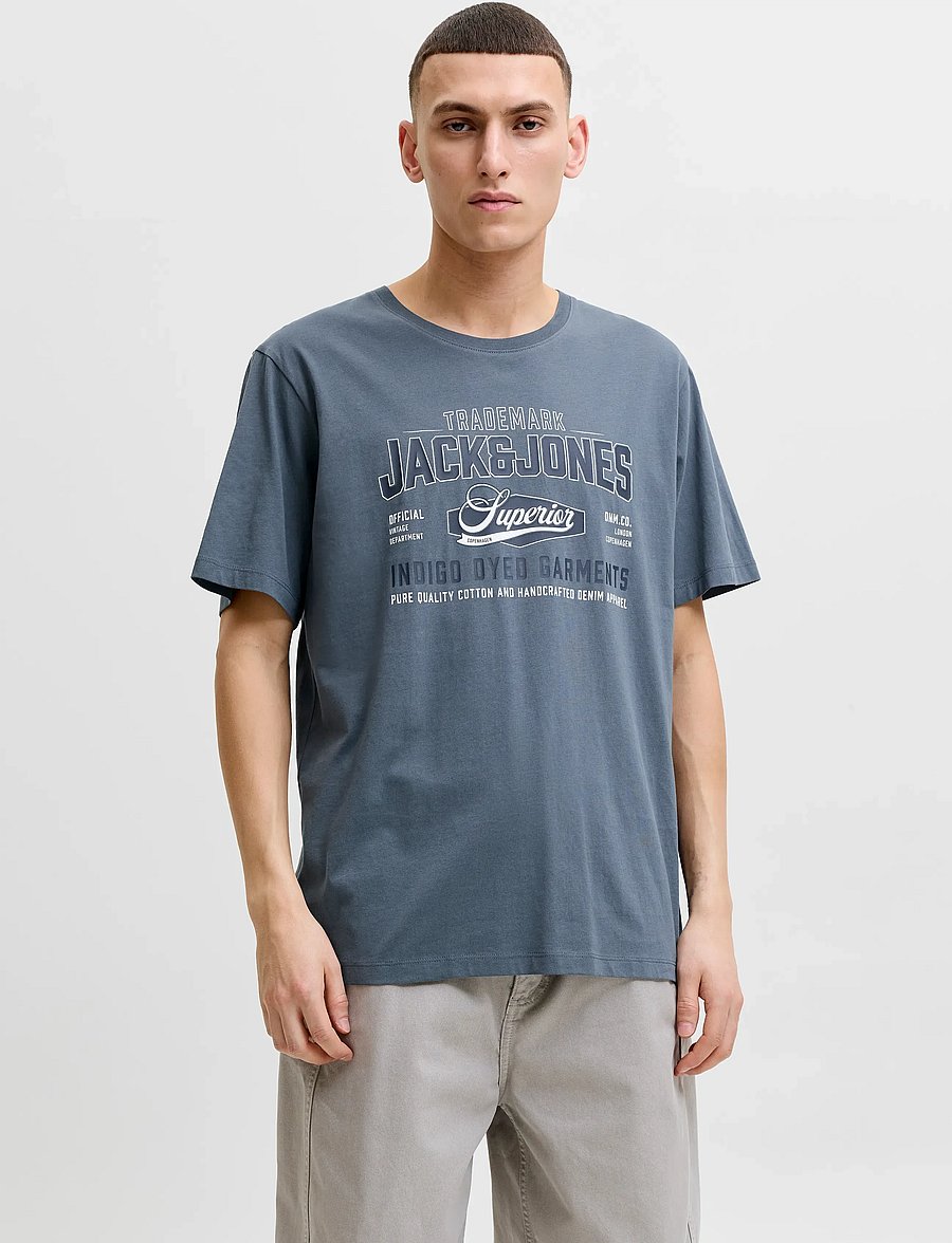 Jack & Jones - JJELOGO TEE SS O-NECK 2 COL AW26 SN - kortärmade t-shirts - turbulence - 0