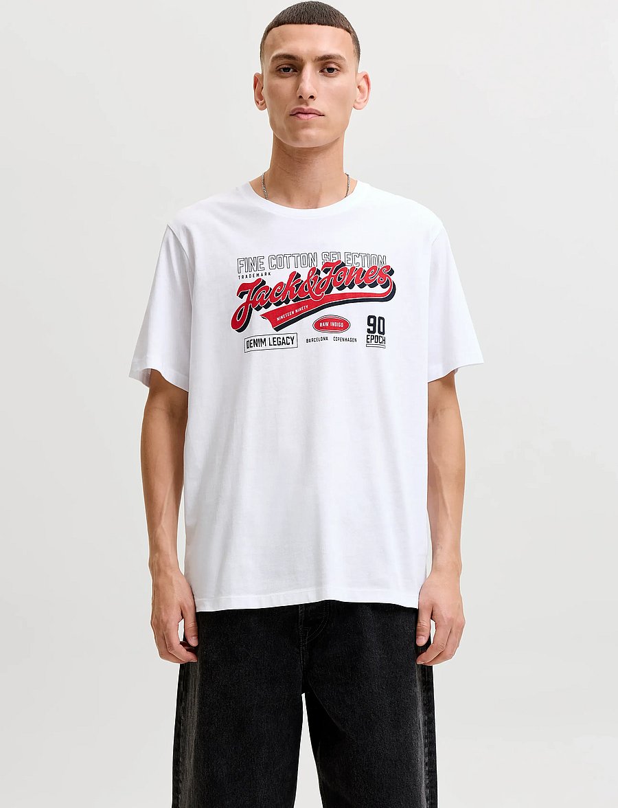 Jack & Jones - JJELOGO TEE SS O-NECK 2 COL AW26 SN - kurzärmelige t-shirts - white - 0