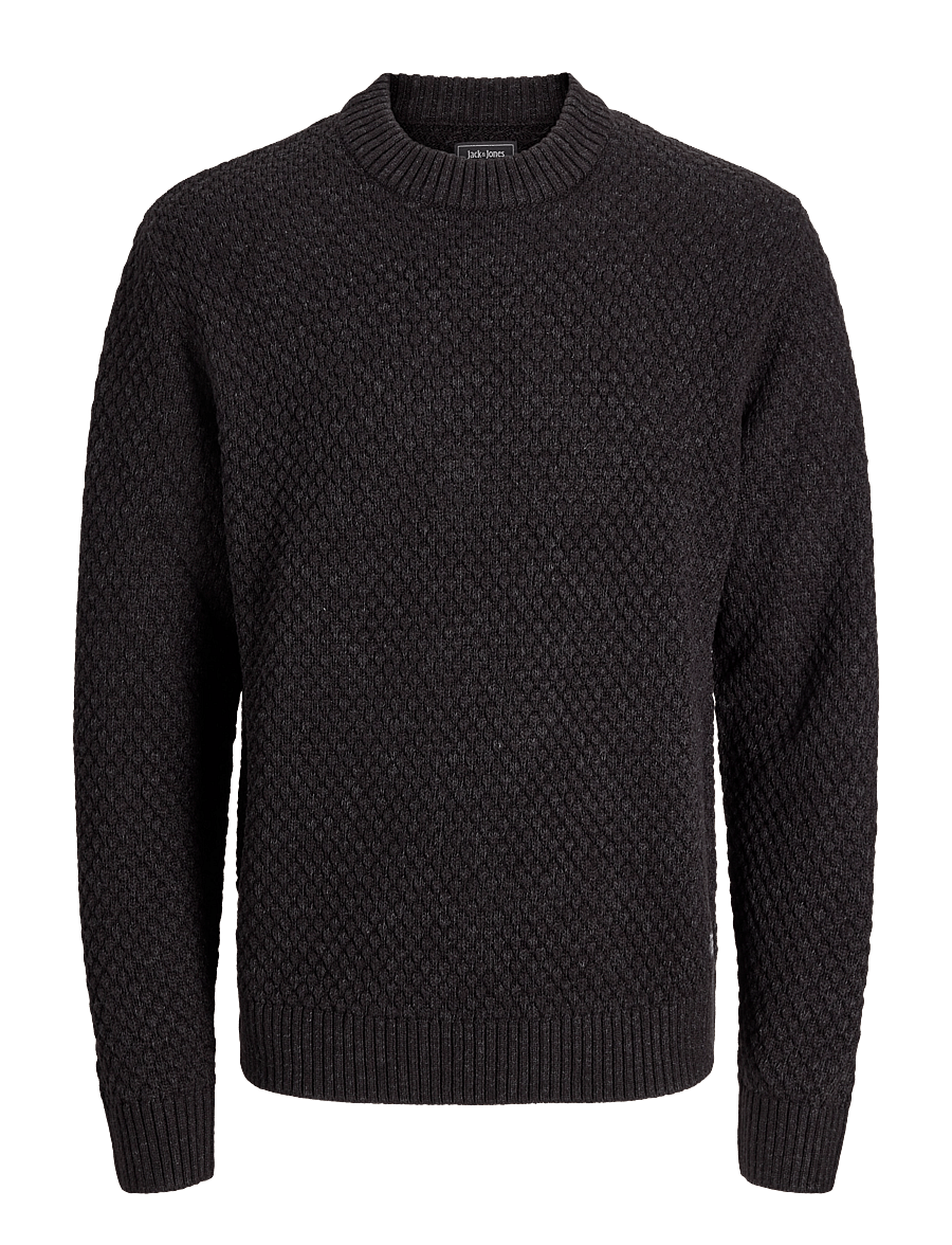 Jack & Jones - JJBLAKE KNIT CREW NECK SN - rundhals - dark grey melange - 0
