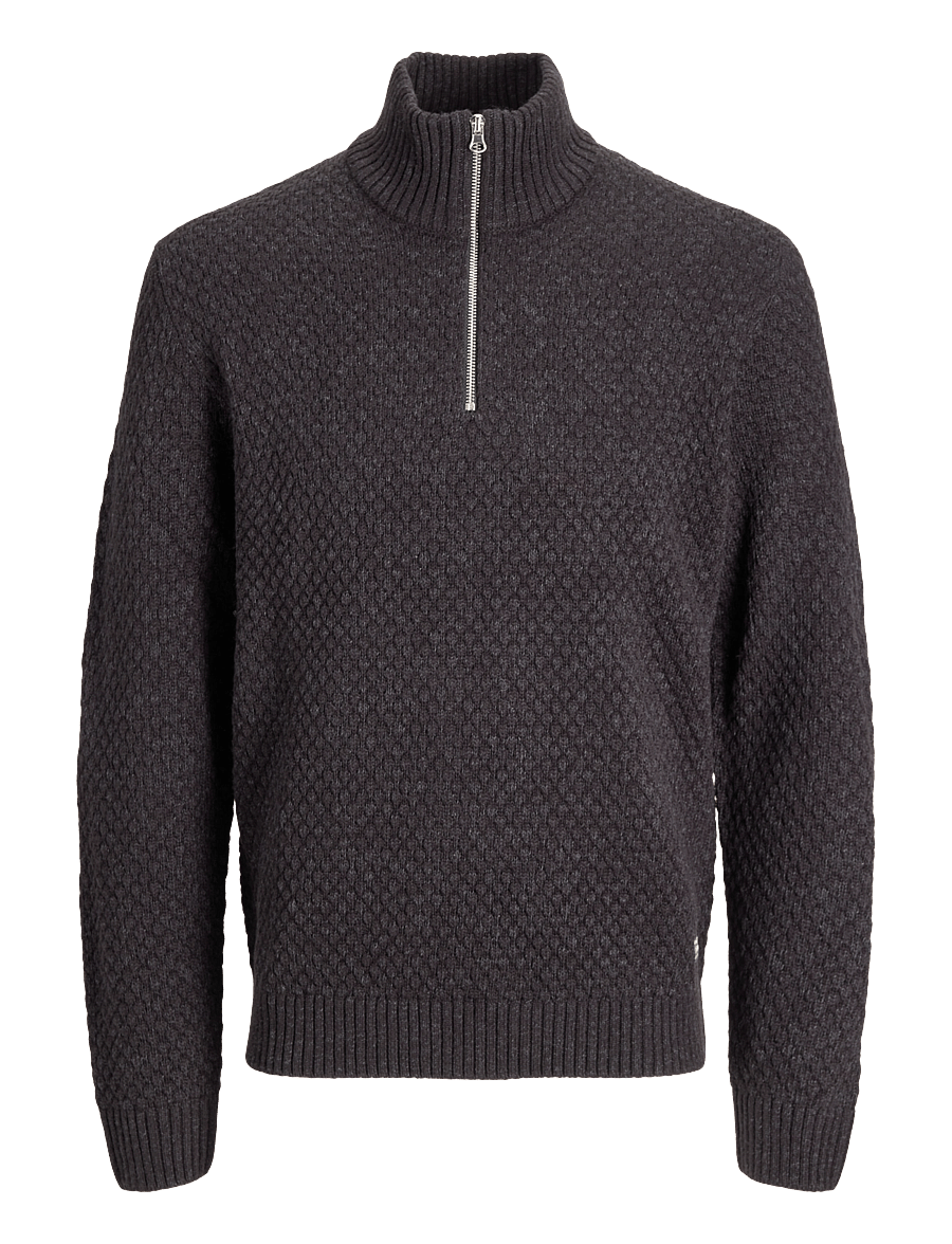 Jack & Jones - JJBLAKE KNIT HALF ZIP - dark grey melange - 0