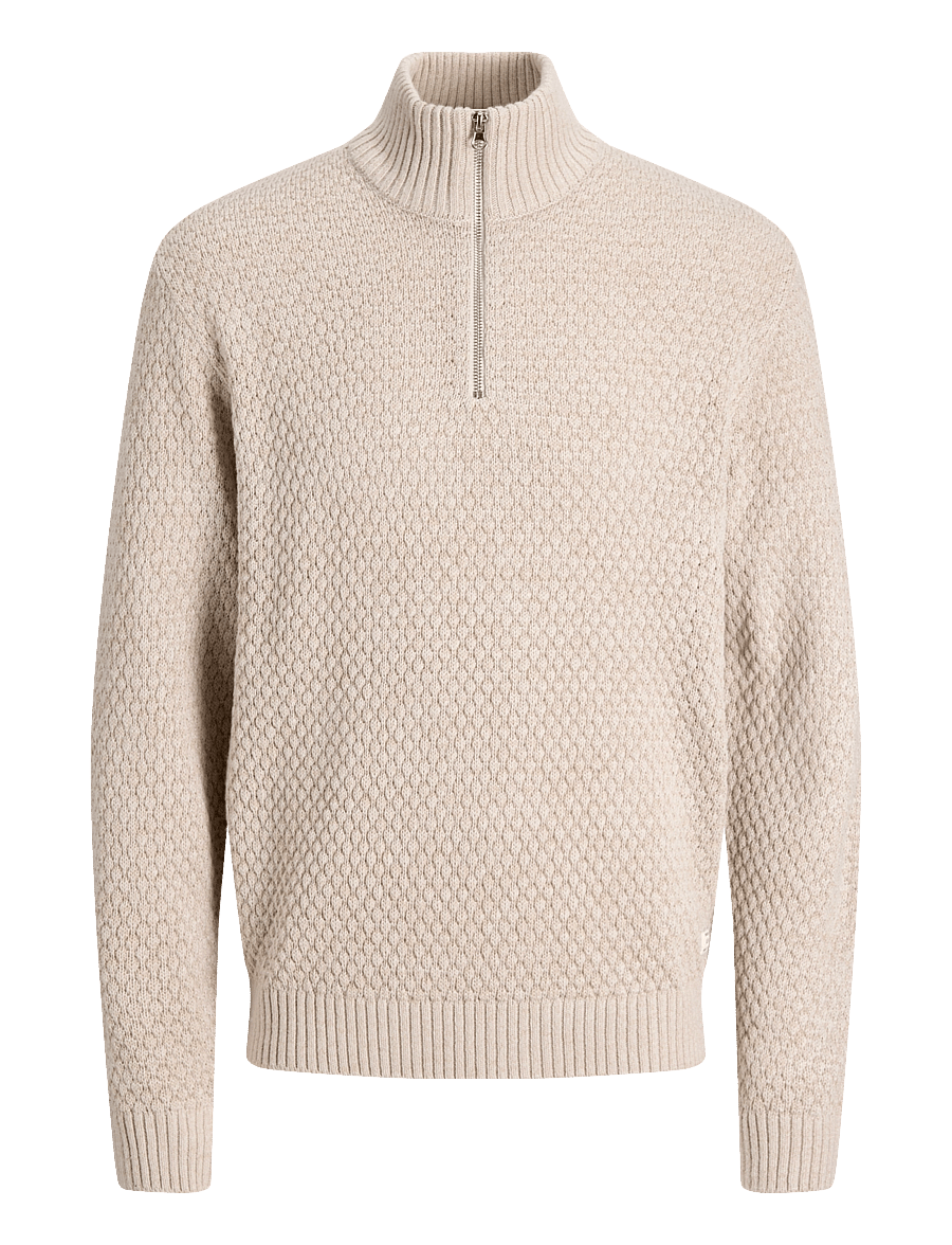 Jack & Jones - JJBLAKE KNIT HALF ZIP - moonbeam - 0