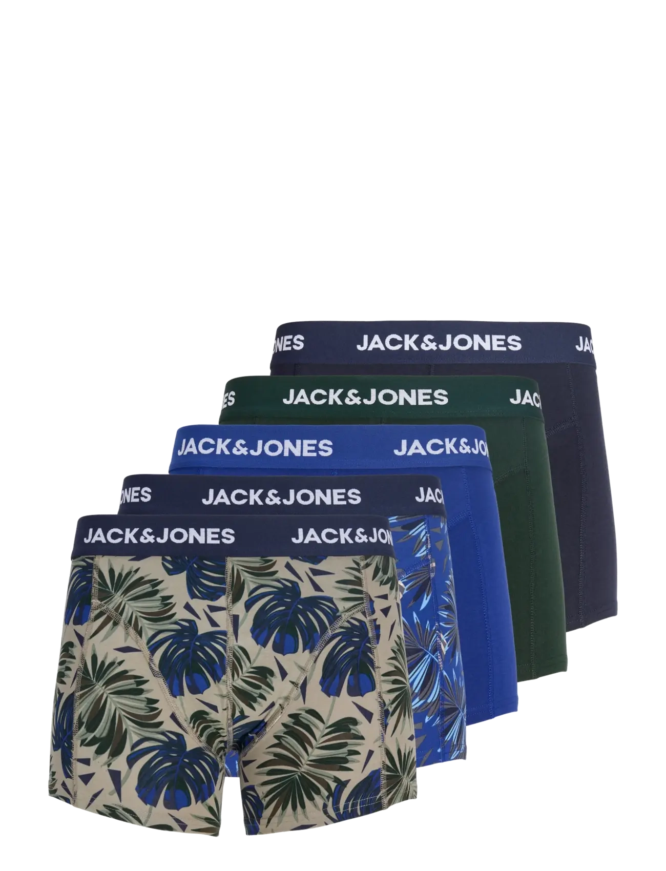 Jack & Jones JACHENDO LEAVES TRUNKS 5 PACK - Kalsonger - VETIVER / khaki/green