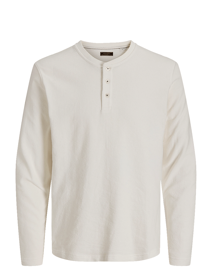 Jack & Jones - JPRBLUASHER LS HENLEY TEE - langärmelige t-shirts - snow white - 0