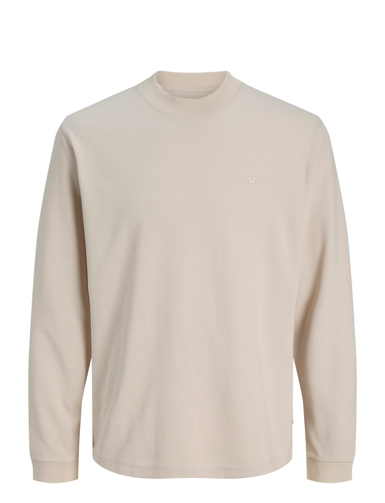 JACK & JONES Jprblaethan Ls Mock Neck Tee Beige - S - Herren