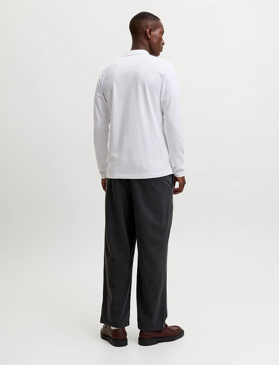 Jack & Jones - JPRBLAETHAN LS ZIP POLO - bright white - 3