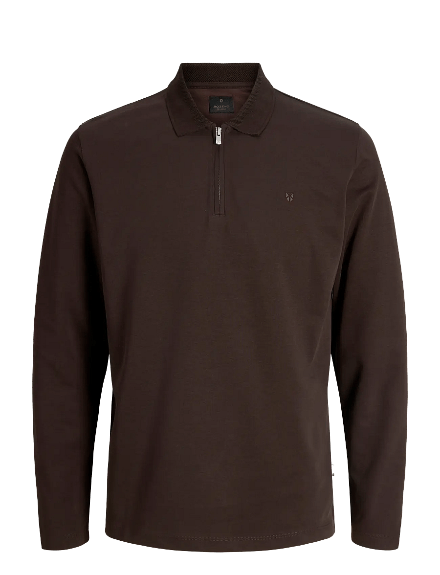 Jack & Jones - JPRBLAETHAN LS ZIP POLO - chocolate torte - 1