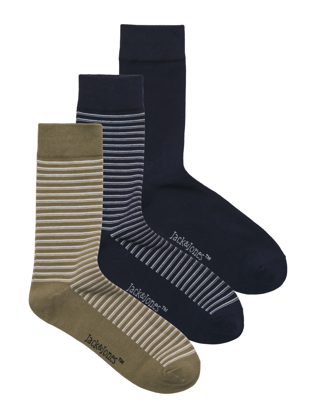 Jack & Jones - JACLEO STRIPE SOCKS 3 PACK - klassikalised sokid - navy blazer - 0