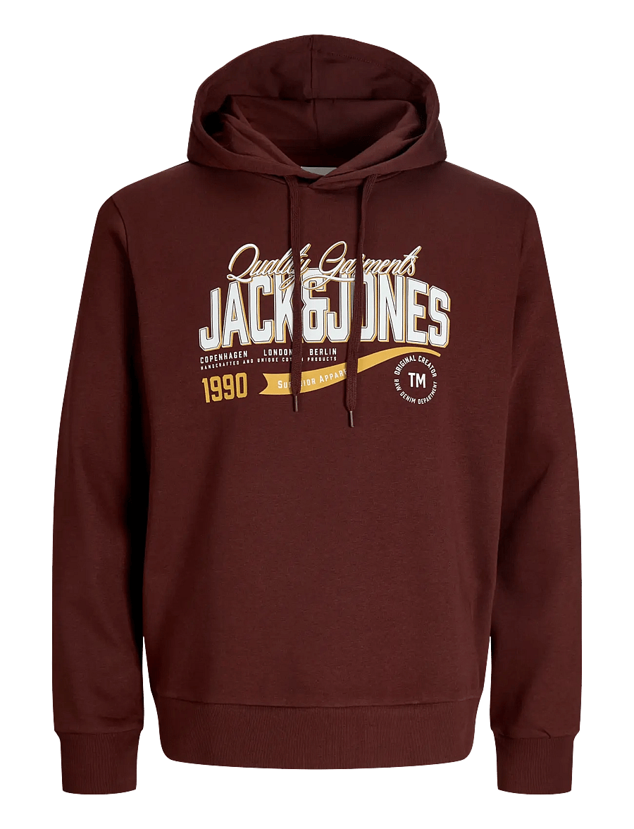 Jack & Jones - JJELOGO SWEAT HOOD 2 COL AW26 SN - hættetrøjer - bitter chocolate - 1
