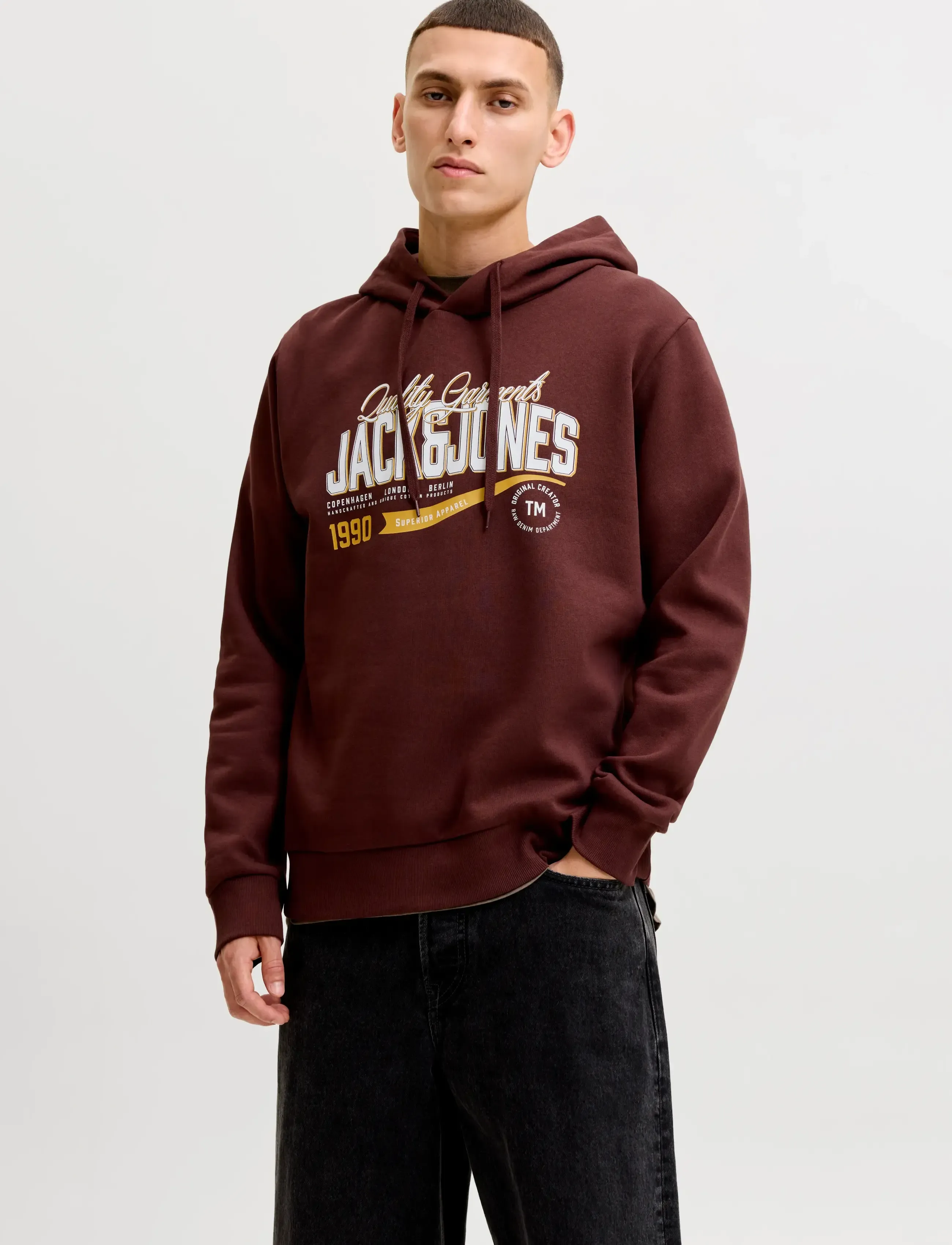 Jack & Jones JJELOGO SWEAT HOOD 2 COL AW26 SN - Fitness & Running - BITTER CHOCOLATE / brown