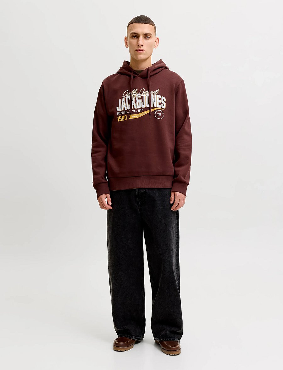 Jack & Jones - JJELOGO SWEAT HOOD 2 COL AW26 SN - hættetrøjer - bitter chocolate - 3