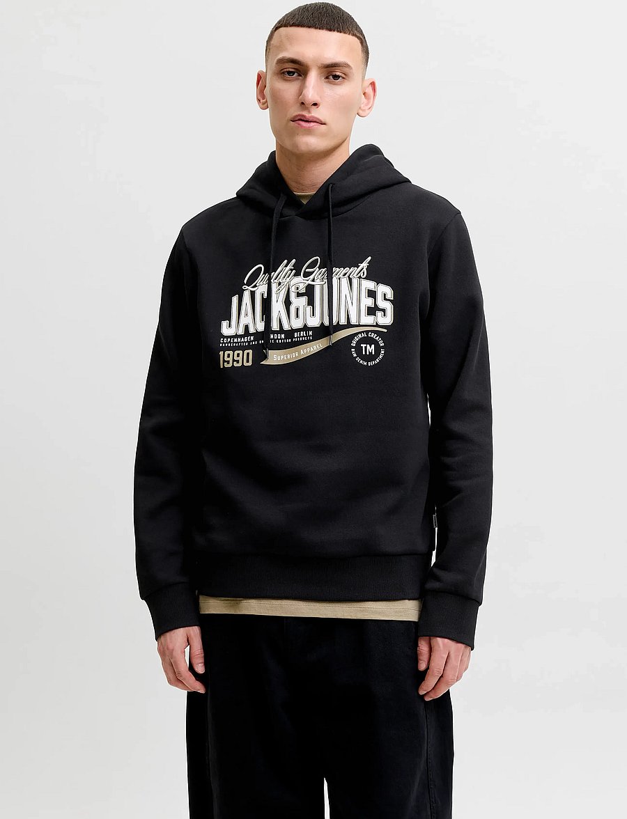 Jack & Jones - JJELOGO SWEAT HOOD 2 COL AW26 SN - hættetrøjer - black - 0