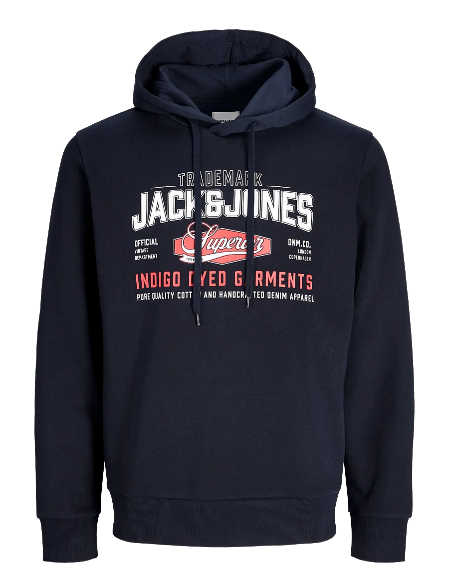 Jack & Jones - JJELOGO SWEAT HOOD 2 COL AW26 SN - kapuutsiga dressipluusid - navy blazer - 1